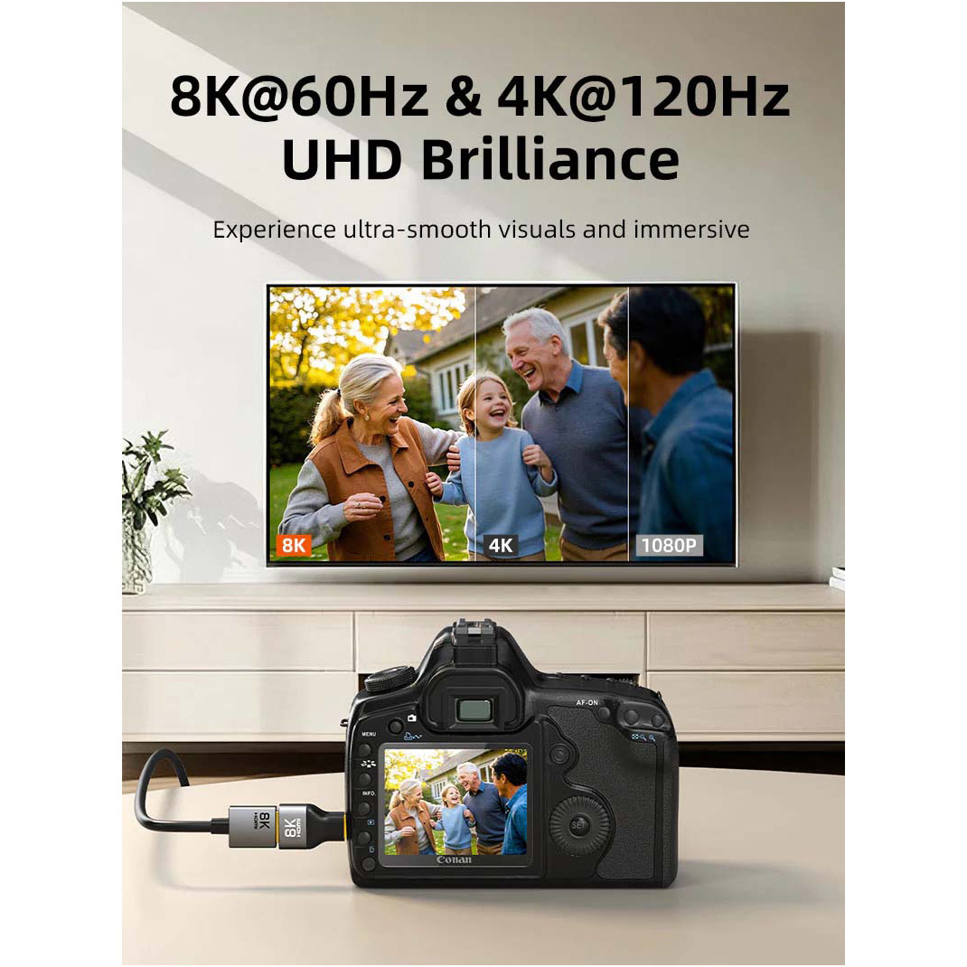 Адаптер CABLETIME 8K 60Hz Mini-HDMI - HDMI Black/Gray (CP45G)