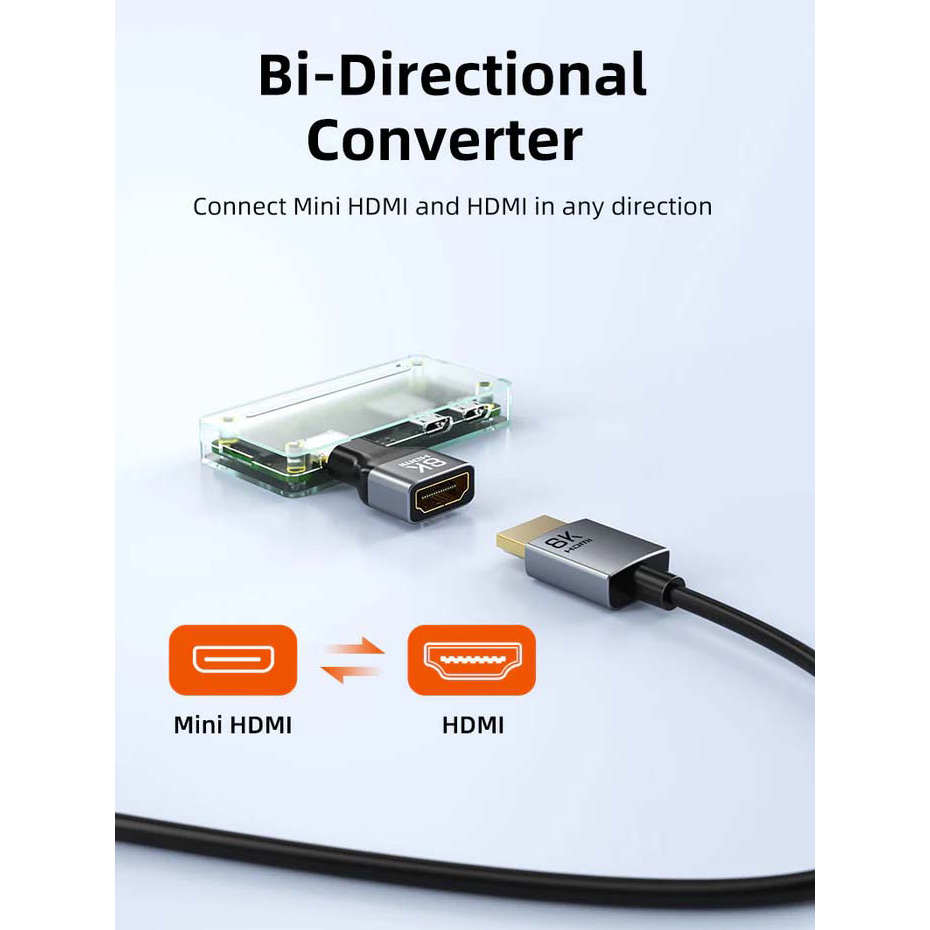 Адаптер CABLETIME 8K 60Hz Mini-HDMI - HDMI Black/Gray (CP45G)