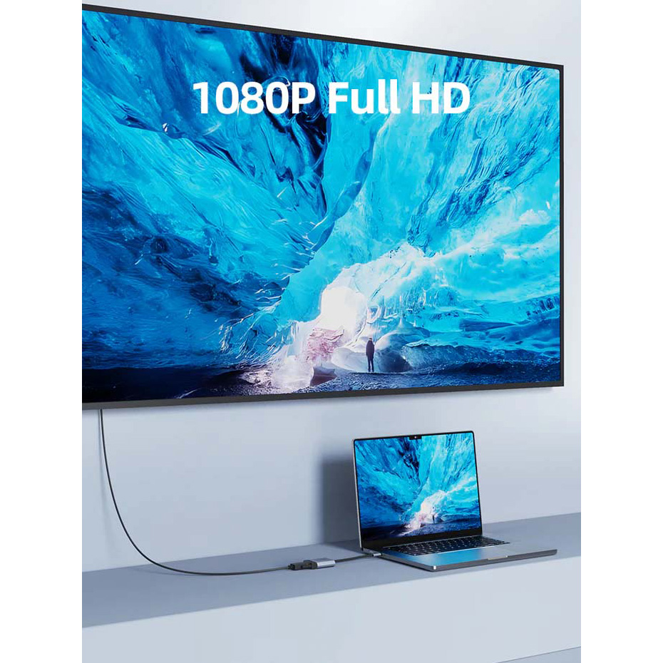 Адаптер CABLETIME 1080p 60Hz USB-C to VGA Black/Gray (CP17A)