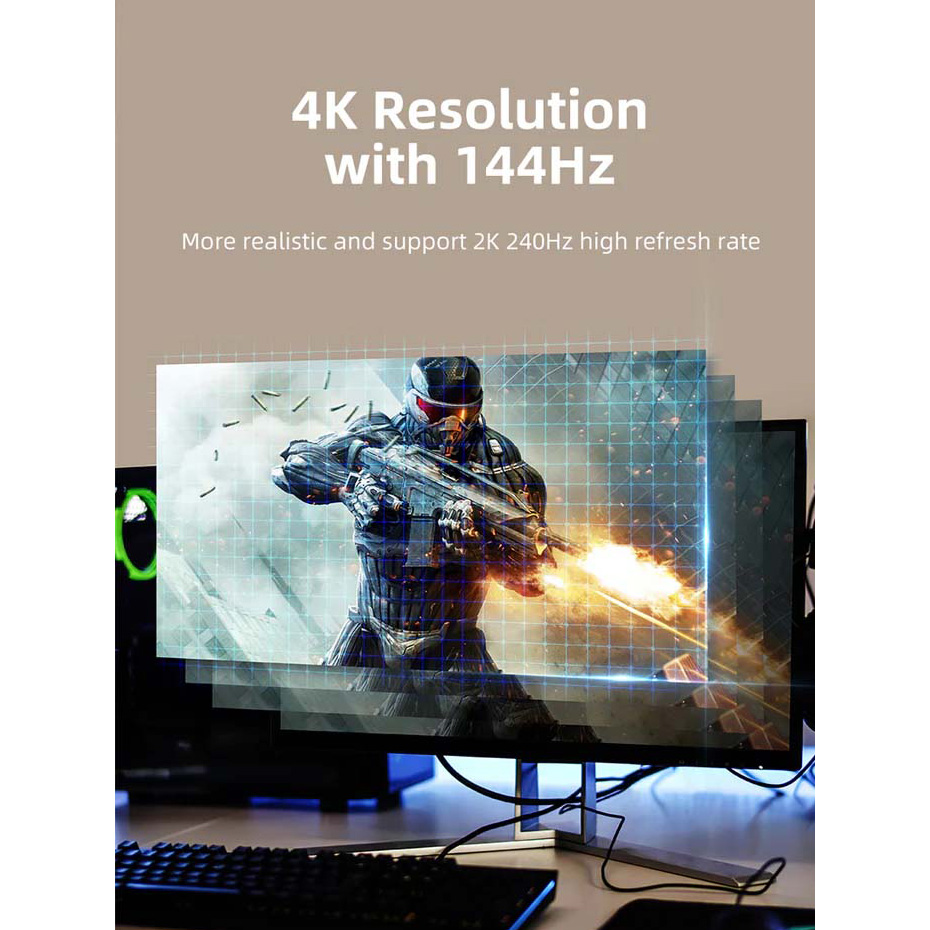 Кабель CABLETIME 8K 60Hz DisplayPort - HDMI v2.1 2м Gray (CD36L)