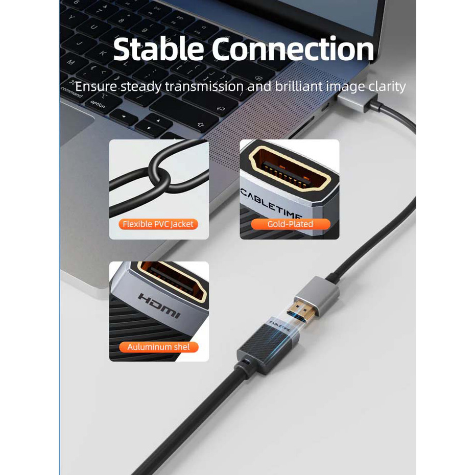 Кабель-подовжувач CABLETIME 4K 60Hz HDMI v2.0 0.5м Black/Gray (CH26E)