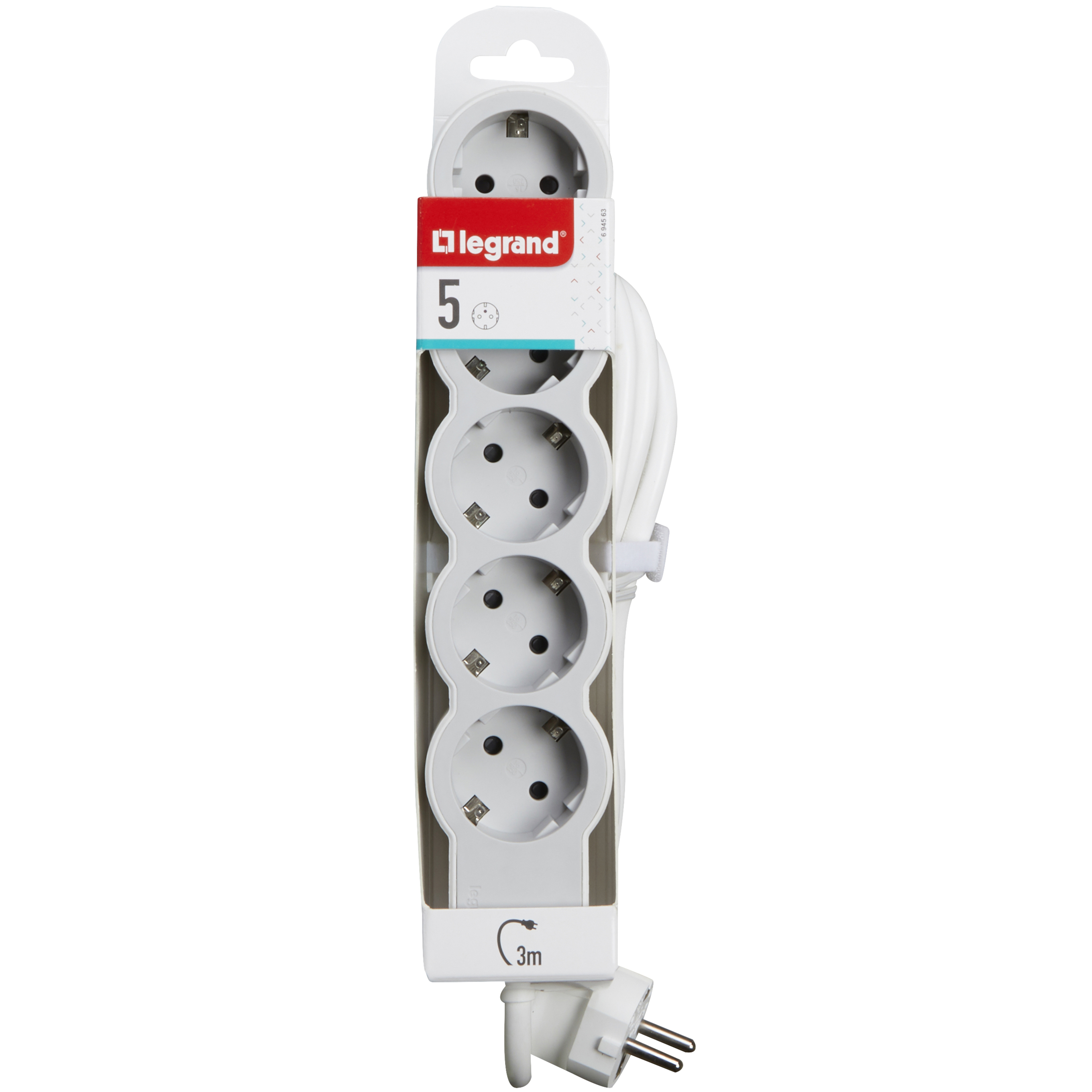 Подовжувач LEGRAND Standard 5x2K+3 White, 5 розеток, 3м (694563)