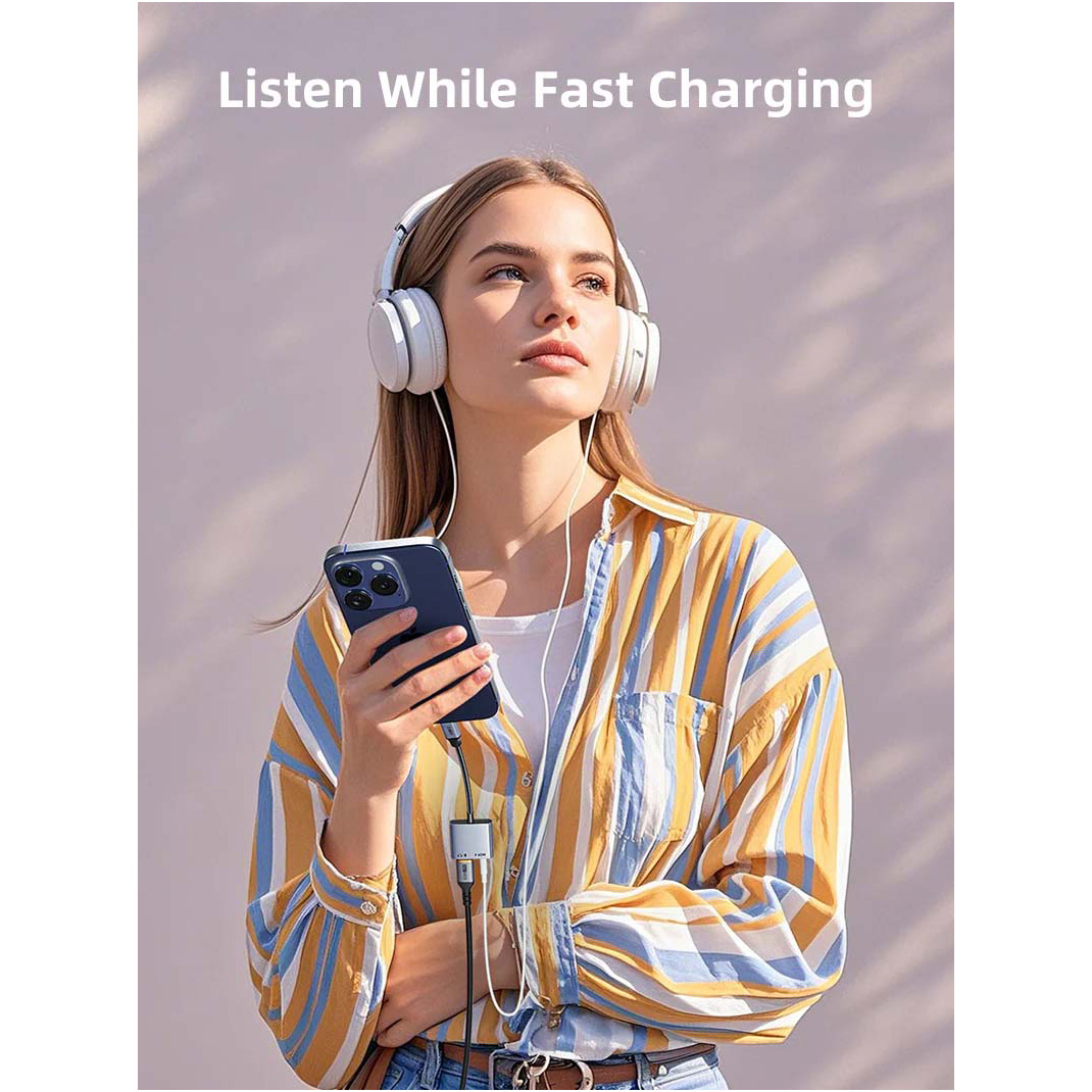 Адаптер CABLETIME USB C to 3.5mm Audio+USB C PD 60W USB-C to 3.5mm Black/Gray (CPA1G)