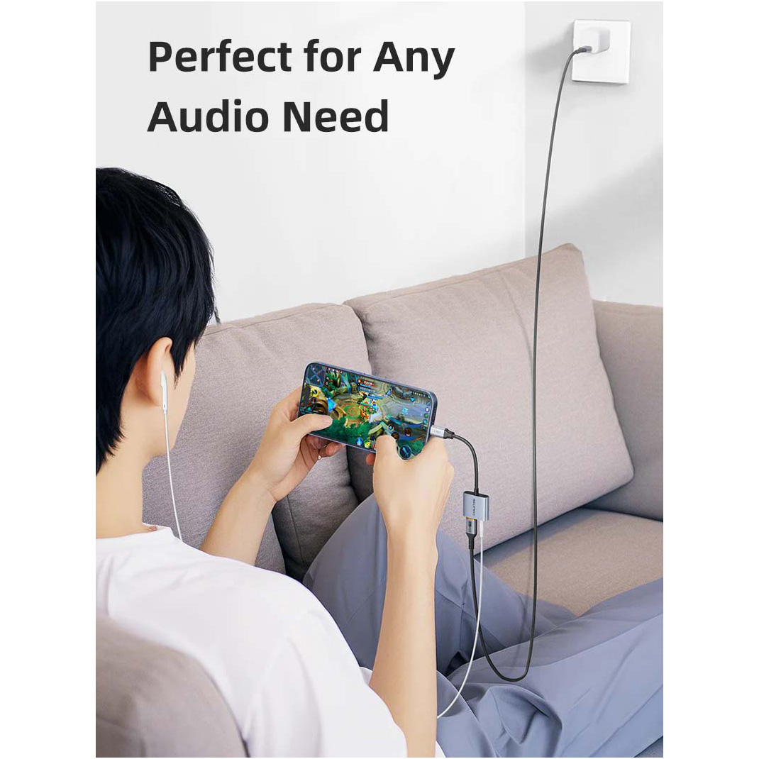 Адаптер CABLETIME USB C to 3.5mm Audio+USB C PD 60W USB-C to 3.5mm Black/Gray (CPA1G)