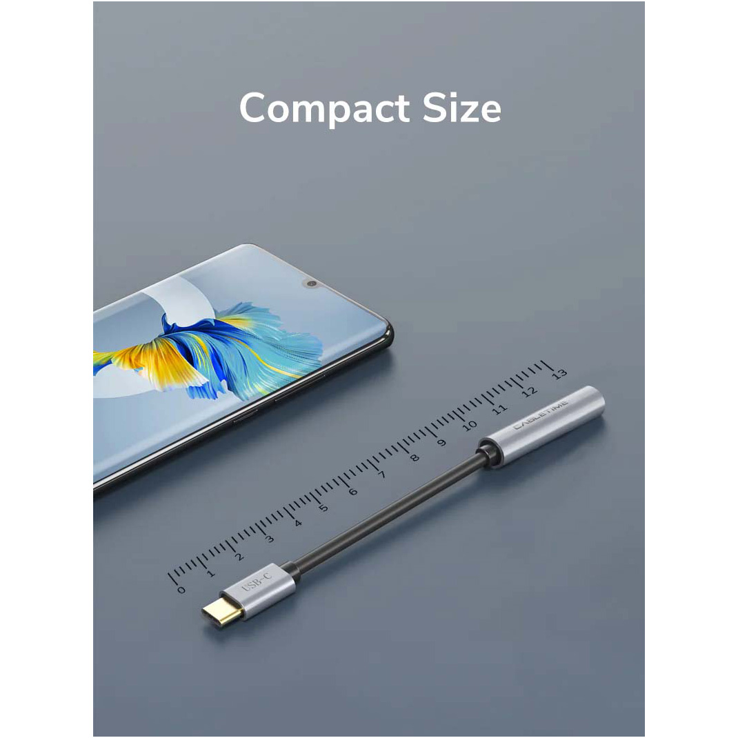 Адаптер CABLETIME USB C to 3.5mm USB-C to 3.5mm Black/Gray (CP79G)