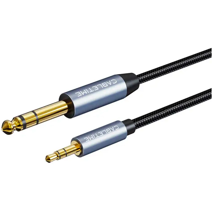 Кабель CABLETIME 6.35 мм (M) - 3.5 мм (M) jack 6.35 mm - mini-jack 3.5 mm 3м Black/Gray (CF25N)