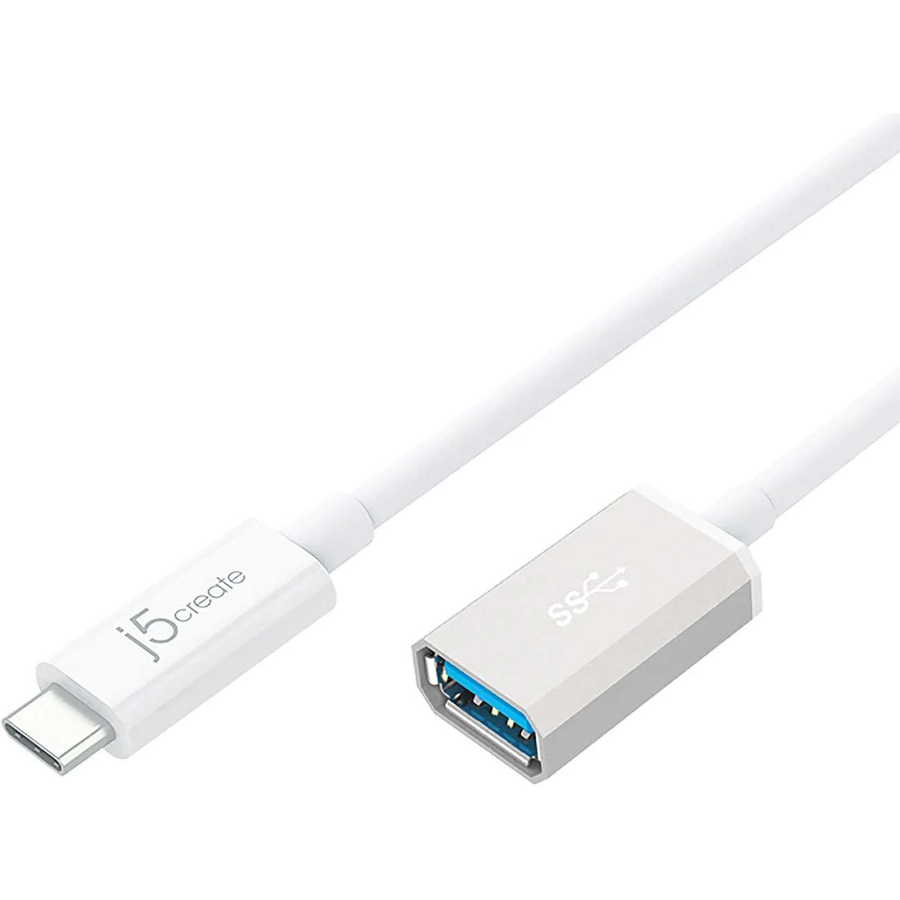 Кабель OTG J5CREATE USB3.1, USB-C Male to USB-A Female 0.1м White