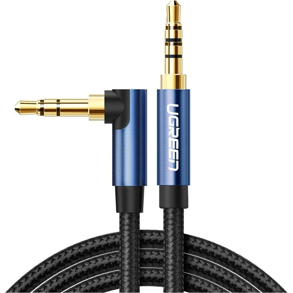 Кабель UGREEN AV112 Angled mini-jack 3.5mm 2м Blue (60181)