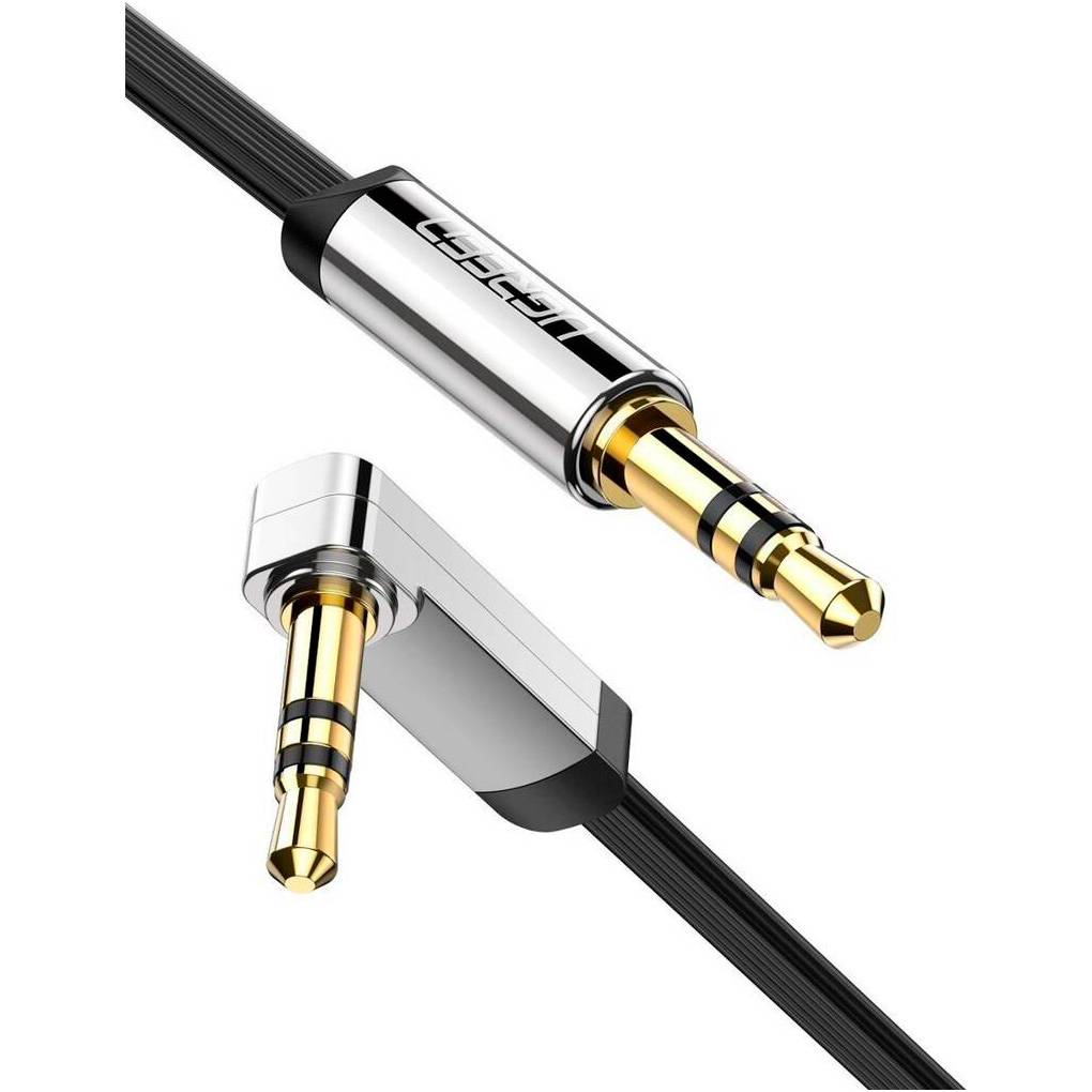 Кабель UGREEN AV119 Straight to Angle Flat Cable mini-jack 3.5mm 3м Black (10728)