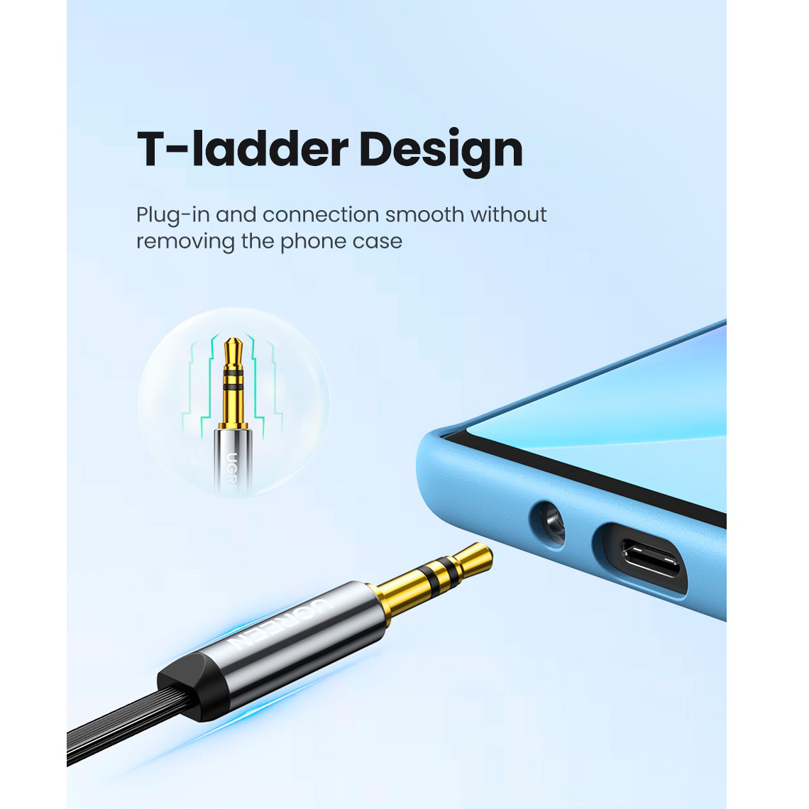 Кабель UGREEN AV119 Straight to Angle Flat Cable mini-jack 3.5mm 3м Black (10728)