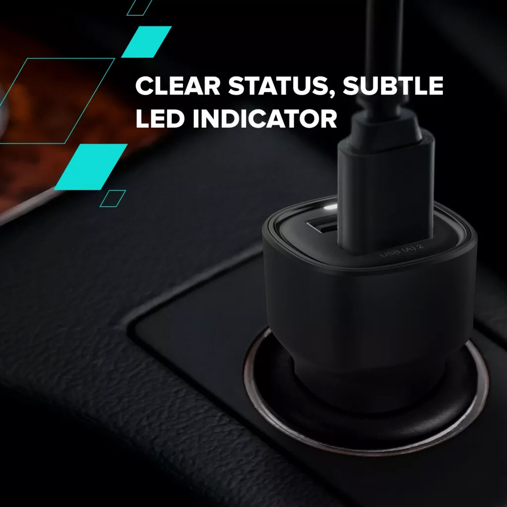 Автомобильное зарядное устройство CANYON OnDrive 24 2xUSB-A, 24W Black (CNE-CCABR2AA)