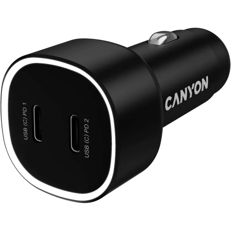 Автомобильное зарядное устройство CANYON OnDrive 60 2xUSB-C, 60W Black (CNE-CCABR3CC)
