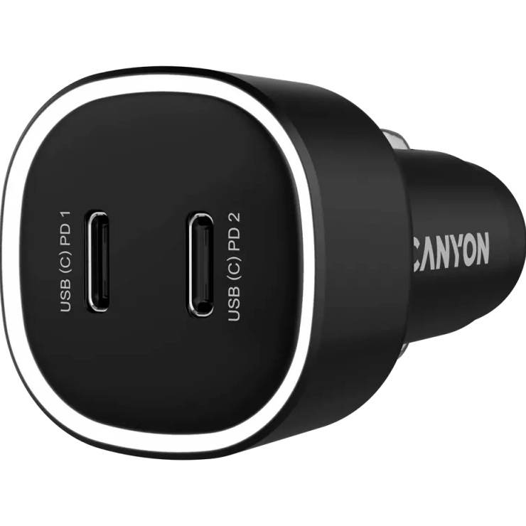 Автомобильное зарядное устройство CANYON OnDrive 60 2xUSB-C, 60W Black (CNE-CCABR3CC)
