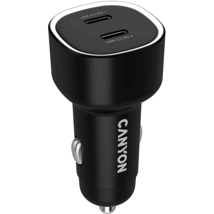 Автомобильное зарядное устройство CANYON OnDrive 60 2xUSB-C, 60W Black (CNE-CCABR3CC)