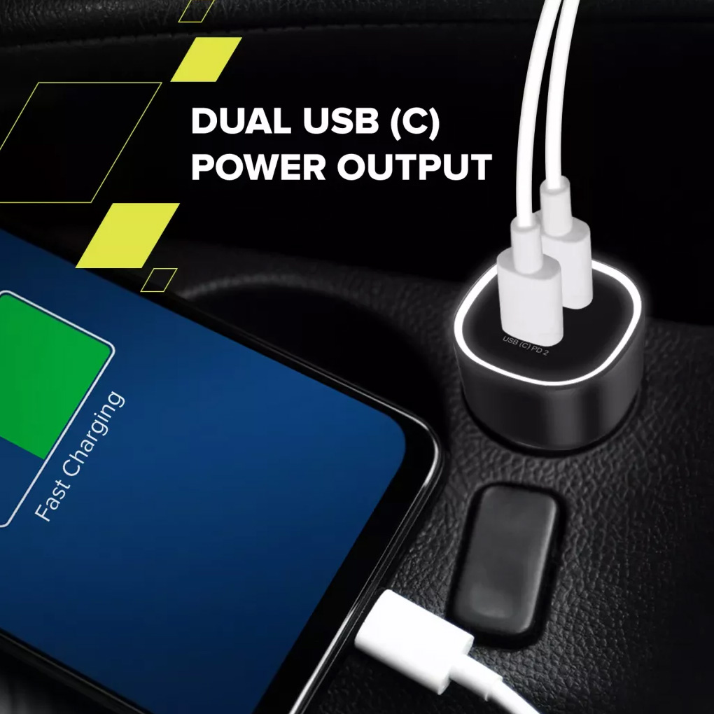 Автомобильное зарядное устройство CANYON OnDrive 60 2xUSB-C, 60W Black (CNE-CCABR3CC)
