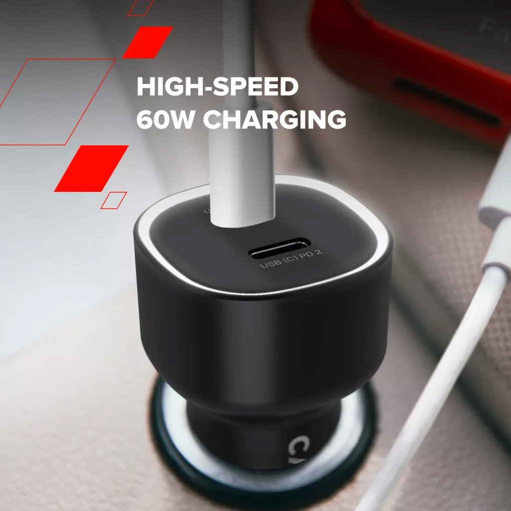 Автомобильное зарядное устройство CANYON OnDrive 60 2xUSB-C, 60W Black (CNE-CCABR3CC)