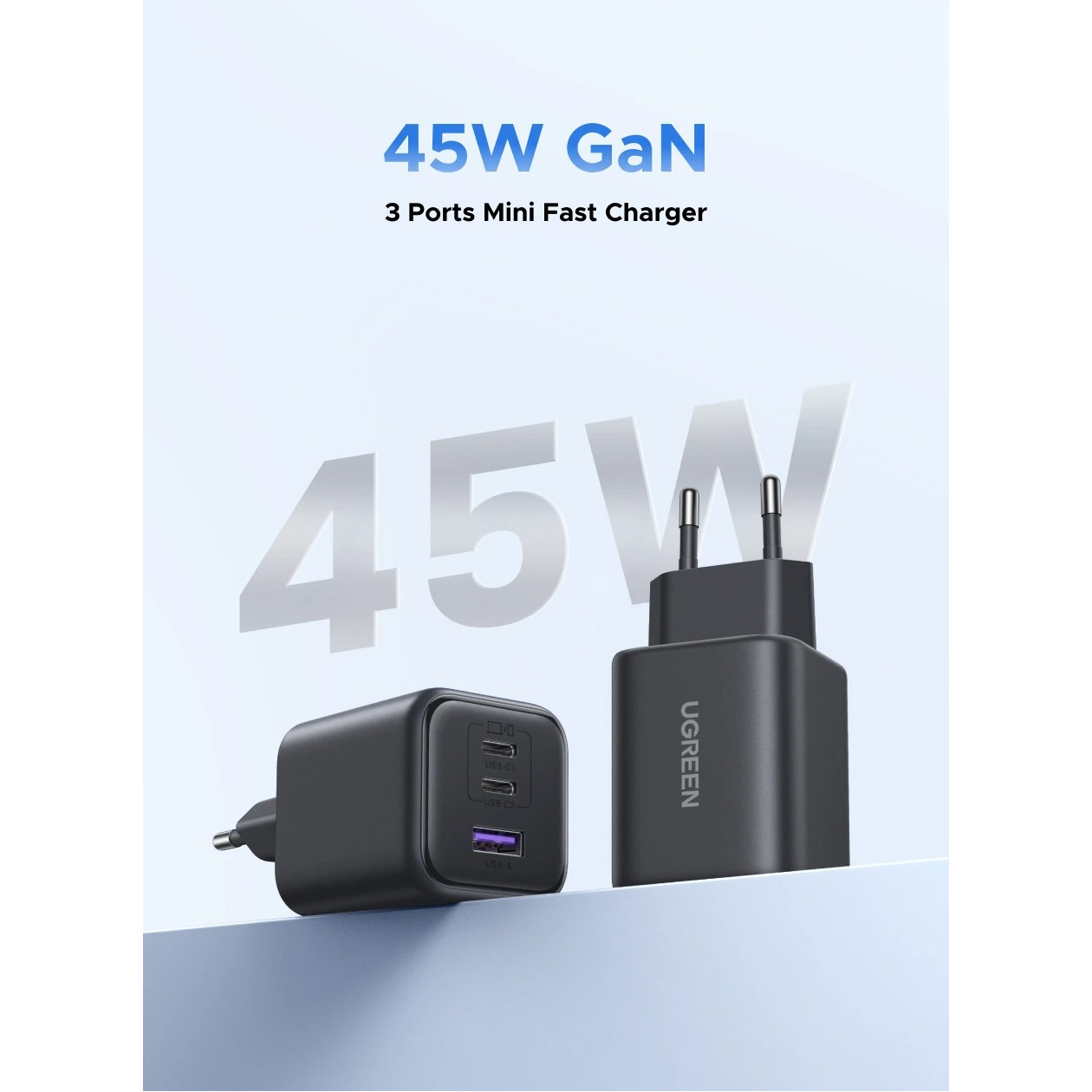 Зарядний пристрій UGREEN X527 GaN 45W Fast Charger Gray (65156B)