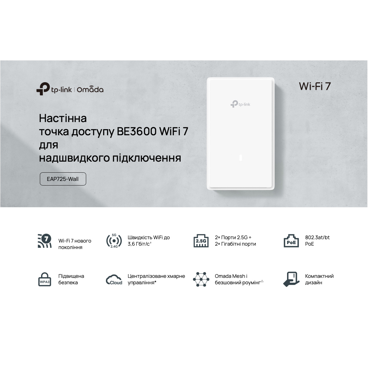 Точка доступа TP-LINK Omada EAP725-Wall