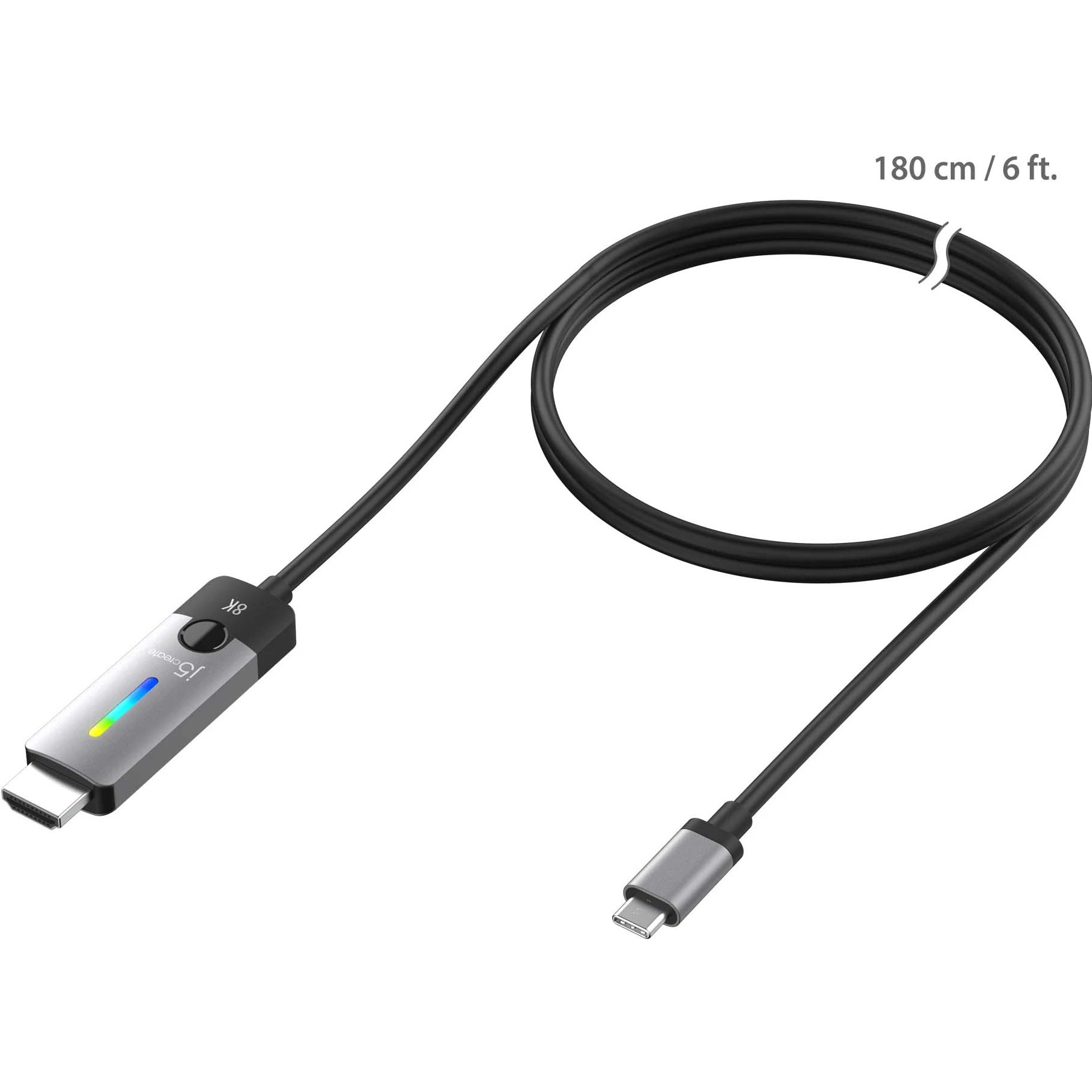 Кабель J5CREATE USB-C - HDMI USB-C to HDMI v2.1 1.8м Black/Gray