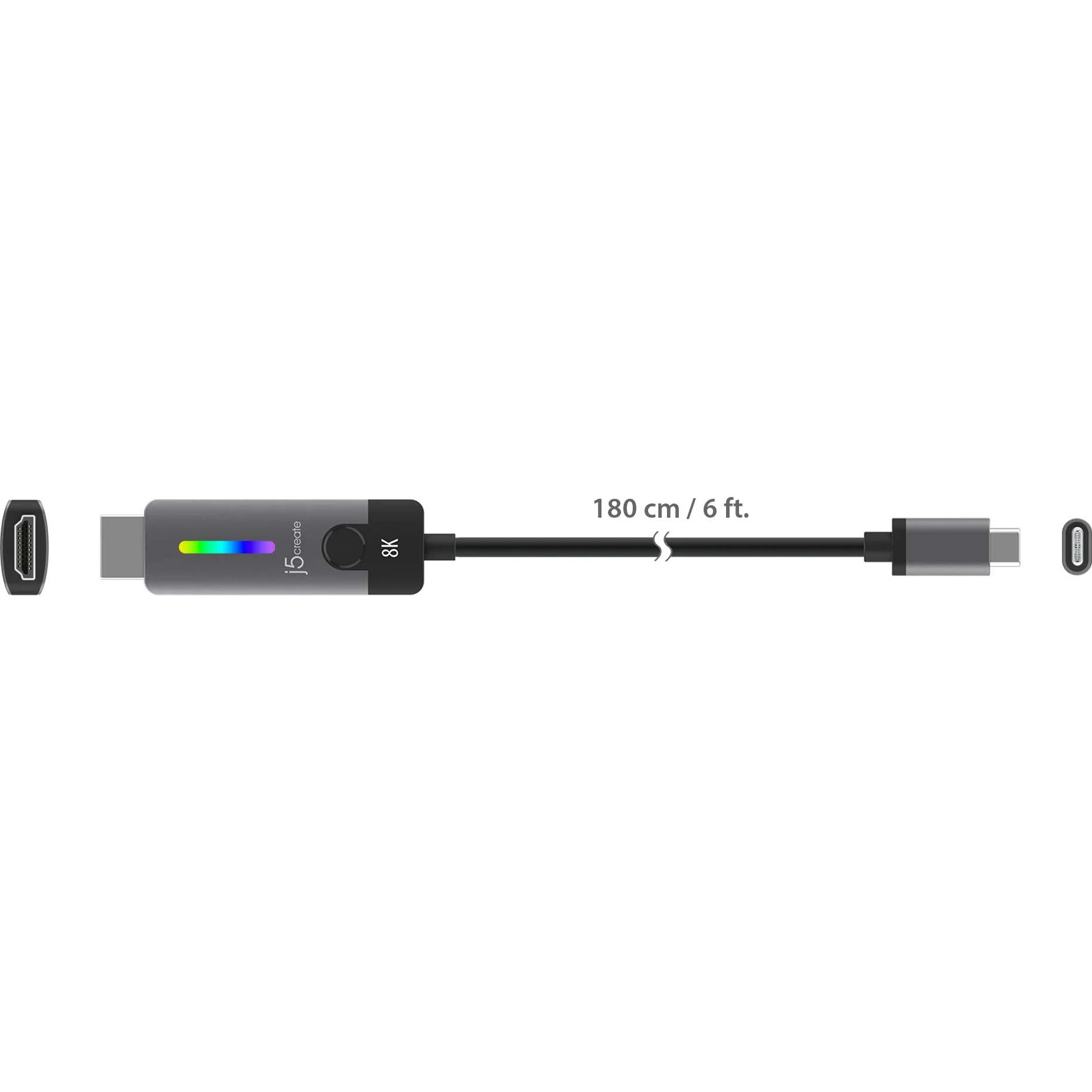 Кабель J5CREATE USB-C - HDMI USB-C to HDMI v2.1 1.8м Black/Gray