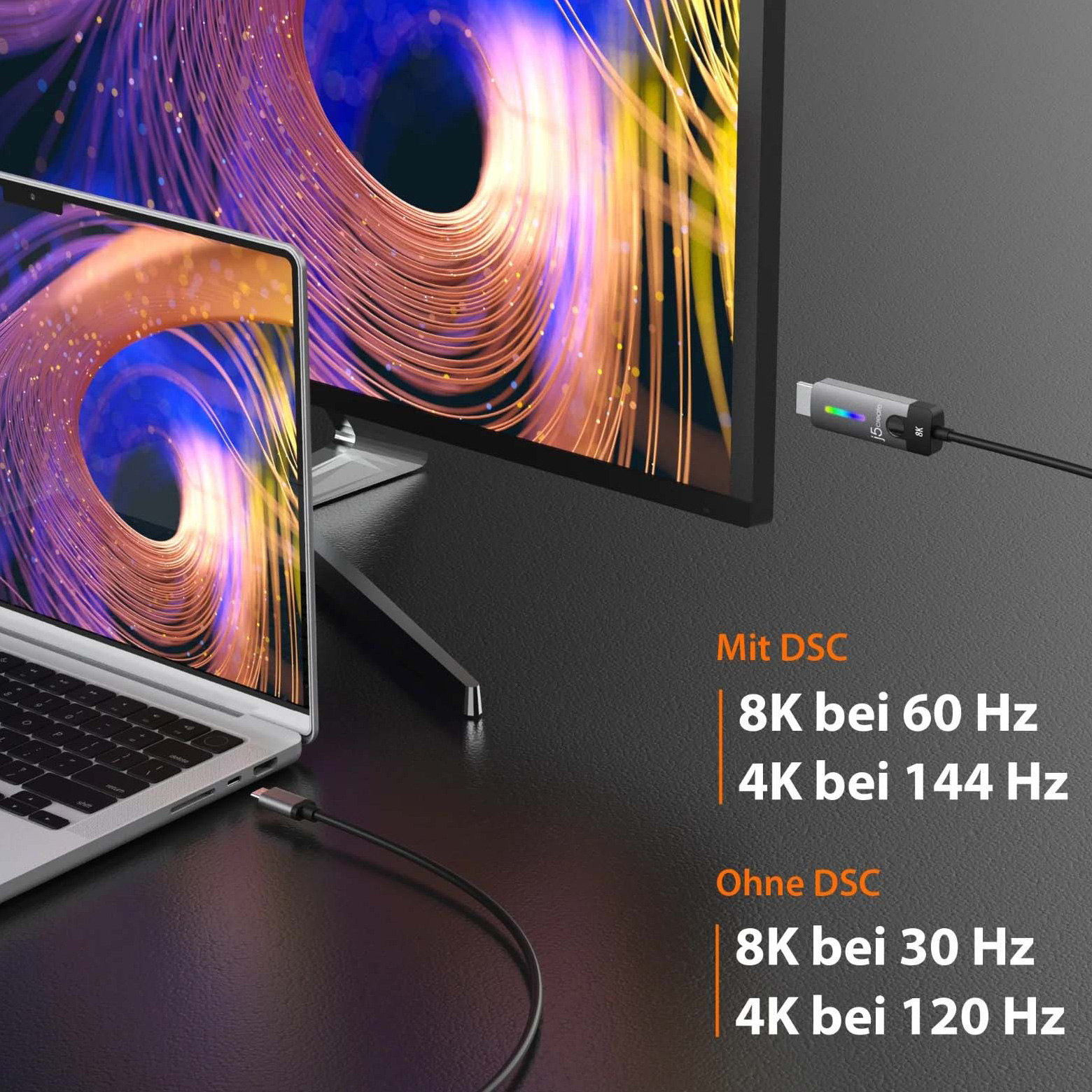 Кабель J5CREATE USB-C - HDMI USB-C to HDMI v2.1 1.8м Black/Gray