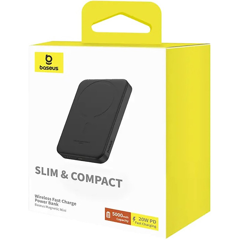 Повербанк з бездротовою зарядкою BASEUS Magnetic Mini Wireless Fast Charge 2in1 20W 5000mAh Black (P10022107113-00)