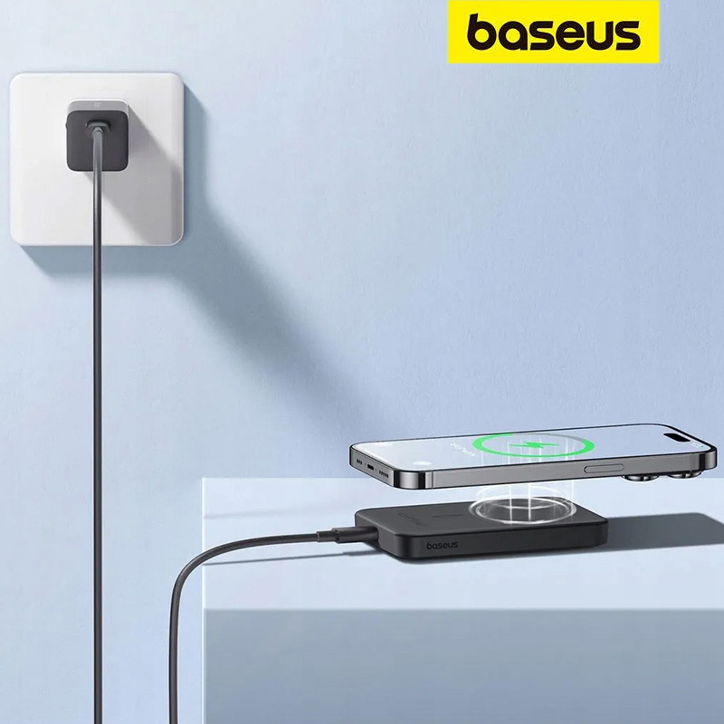Повербанк з бездротовою зарядкою BASEUS Magnetic Mini Wireless Fast Charge 2in1 20W 5000mAh Black (P10022107113-00)