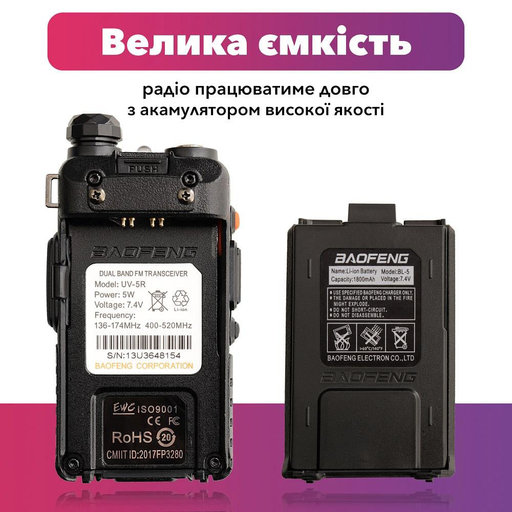 Рація BAOFENG UV-5R 5W Black (UV-5R BLACK)