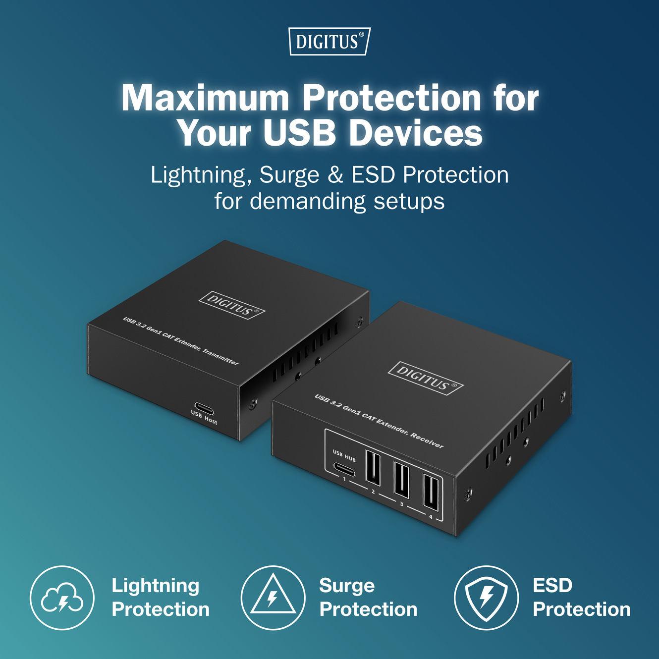 Активний USB подовжувач DIGITUS Active USB 3.2 Gen1 5Gbps (DA-73121)