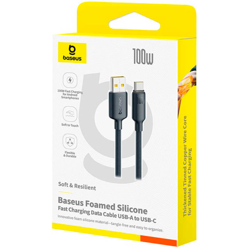 Кабель BASEUS Foamed Silicone USB to Type-C 2м Cosmic Black (E0426804)