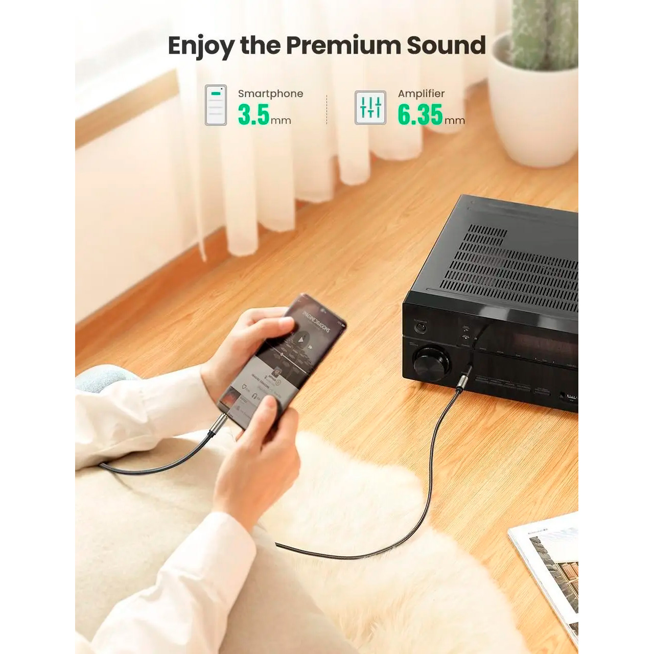 Кабель UGREEN AV127 mini-jack 3.5 mm - jack 6.35 mm 5м Gray (10630)