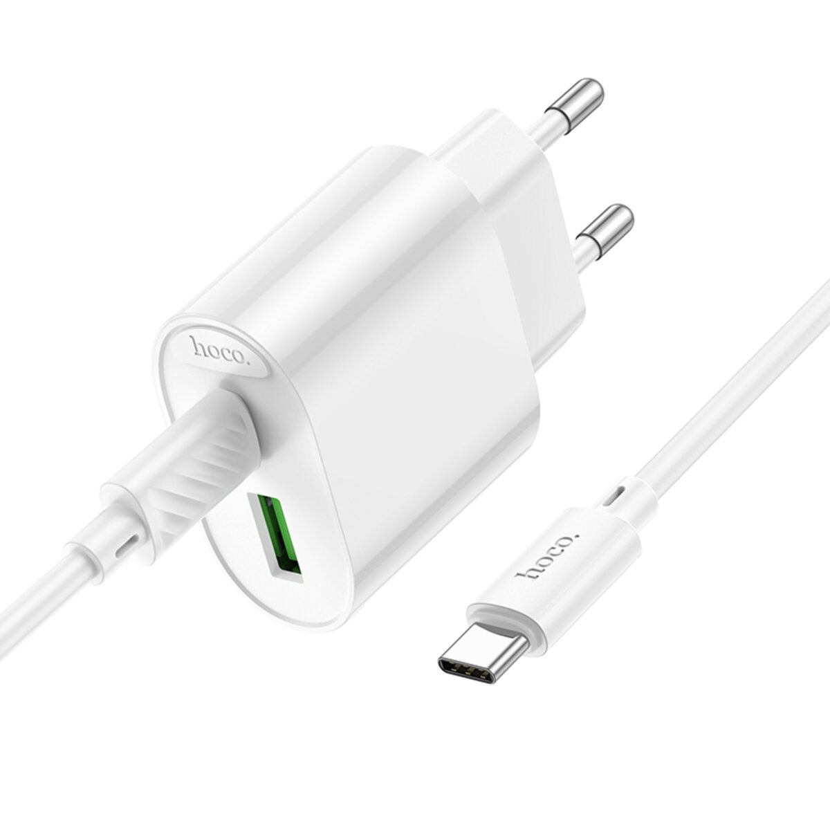Зарядное устройство HOCO C109A Fighter 1xUSB-A, 1xUSB-C, PD20W, QC3.0 White w/Type-C cable (6942007656733)