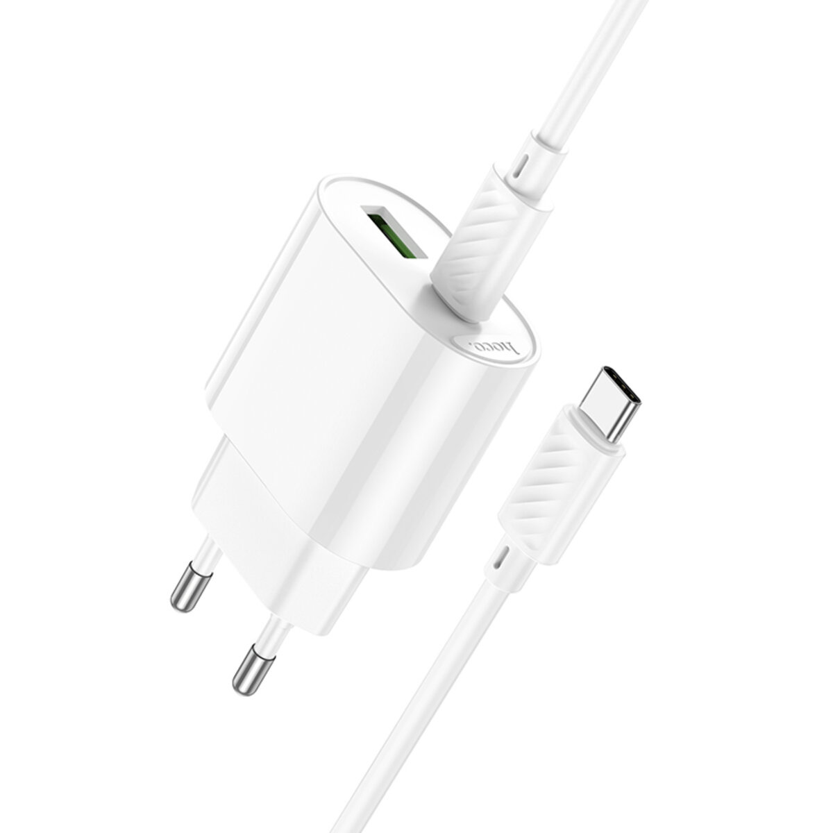 Зарядное устройство HOCO C109A Fighter 1xUSB-A, 1xUSB-C, PD20W, QC3.0 White w/Type-C cable (6942007656733)