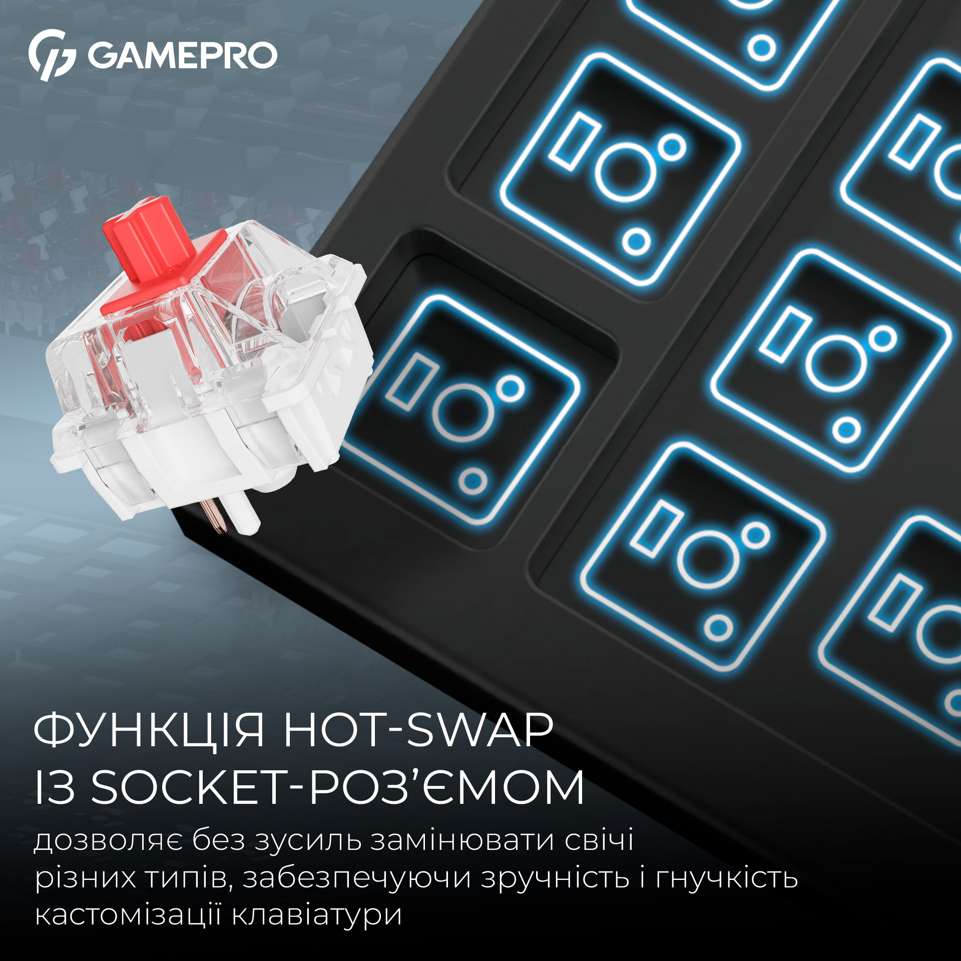 Клавіатура бездротова GAMEPRO Asgard Ragnar MK285BK Keychron Super Red Switch Black