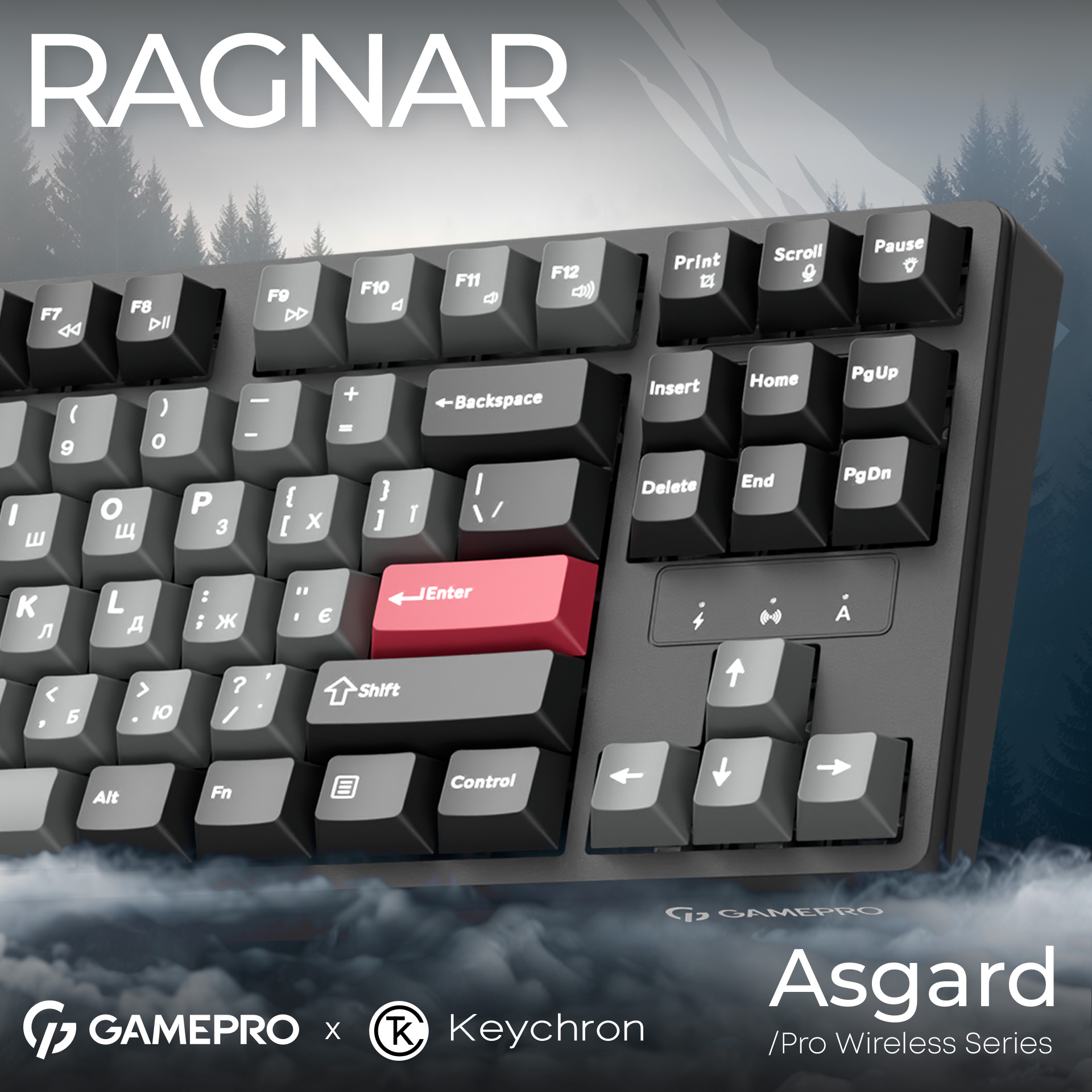 Клавіатура бездротова GAMEPRO Asgard Ragnar MK285BK Keychron Super Red Switch Black