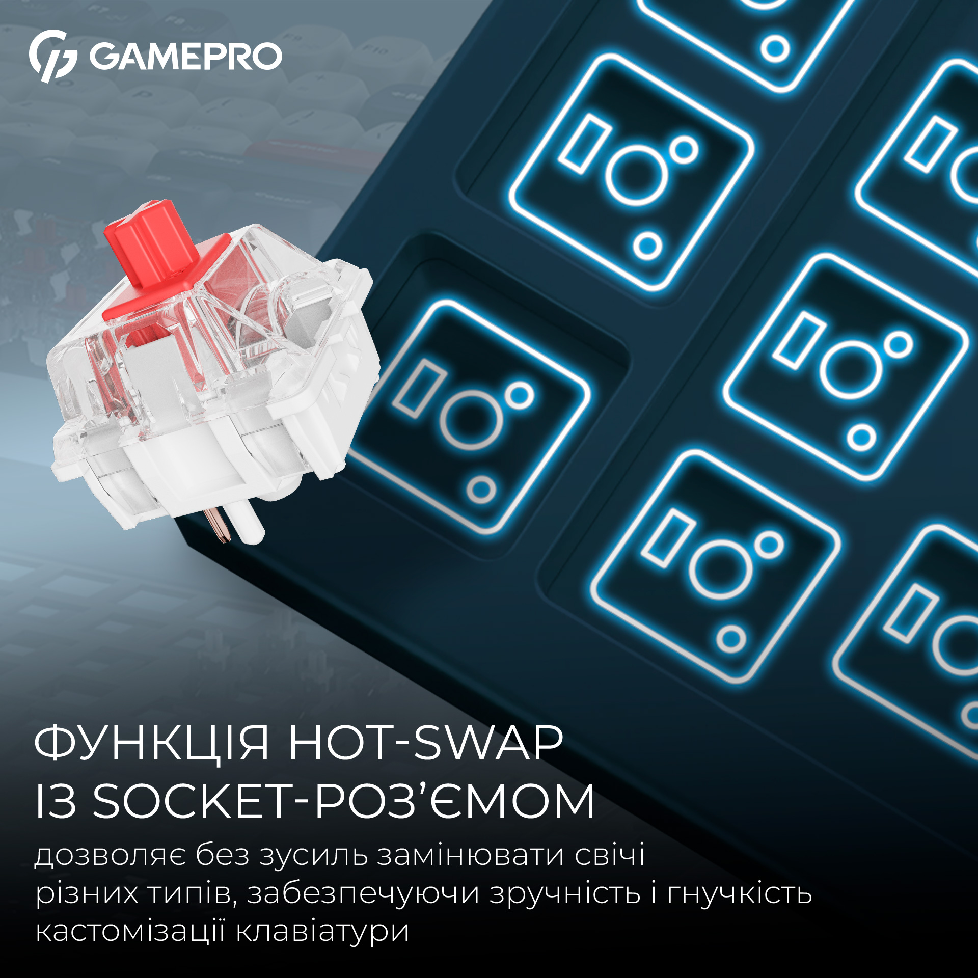 Клавиатура беспроводная GAMEPRO Asgard Ragnar MK285BL Keychron Super Red Switch Blue