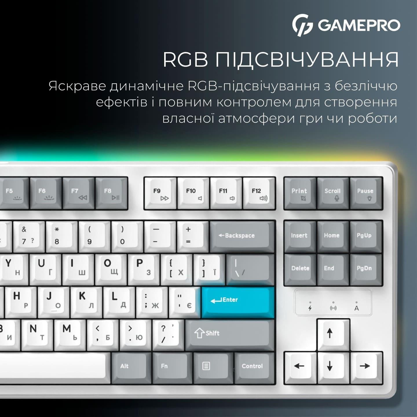 Клавіатура бездротова GAMEPRO Asgard Ragnar MK285WH Keychron Super Red Switch White