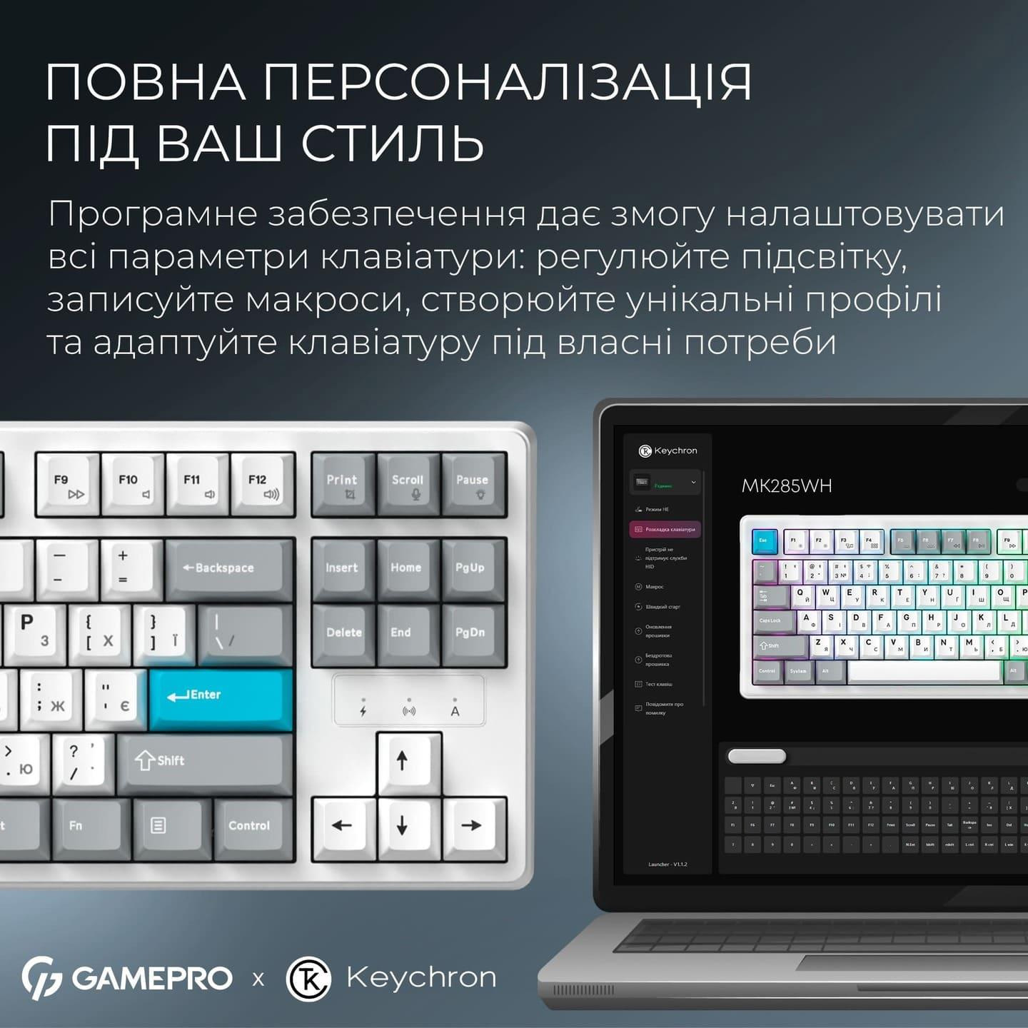 Клавіатура бездротова GAMEPRO Asgard Ragnar MK285WH Keychron Super Red Switch White
