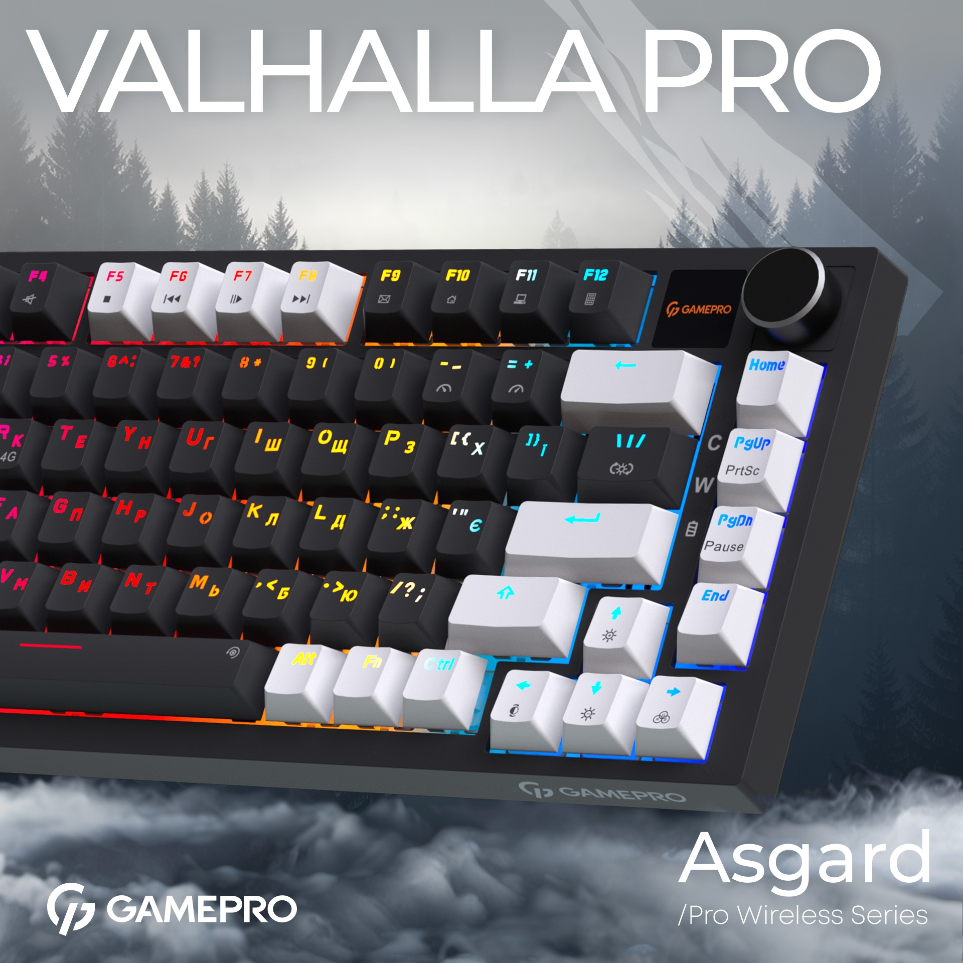 Клавиатура беспроводная GAMEPRO Asgard Valhalla Pro MK160B-D-Pro Rainy Switch Black