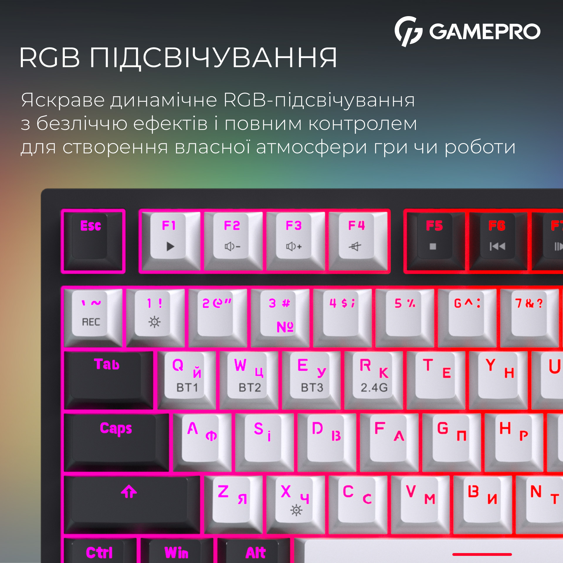 Клавиатура беспроводная GAMEPRO Asgard Valhalla Pro MK160W-D-Pro Rainy Switch White