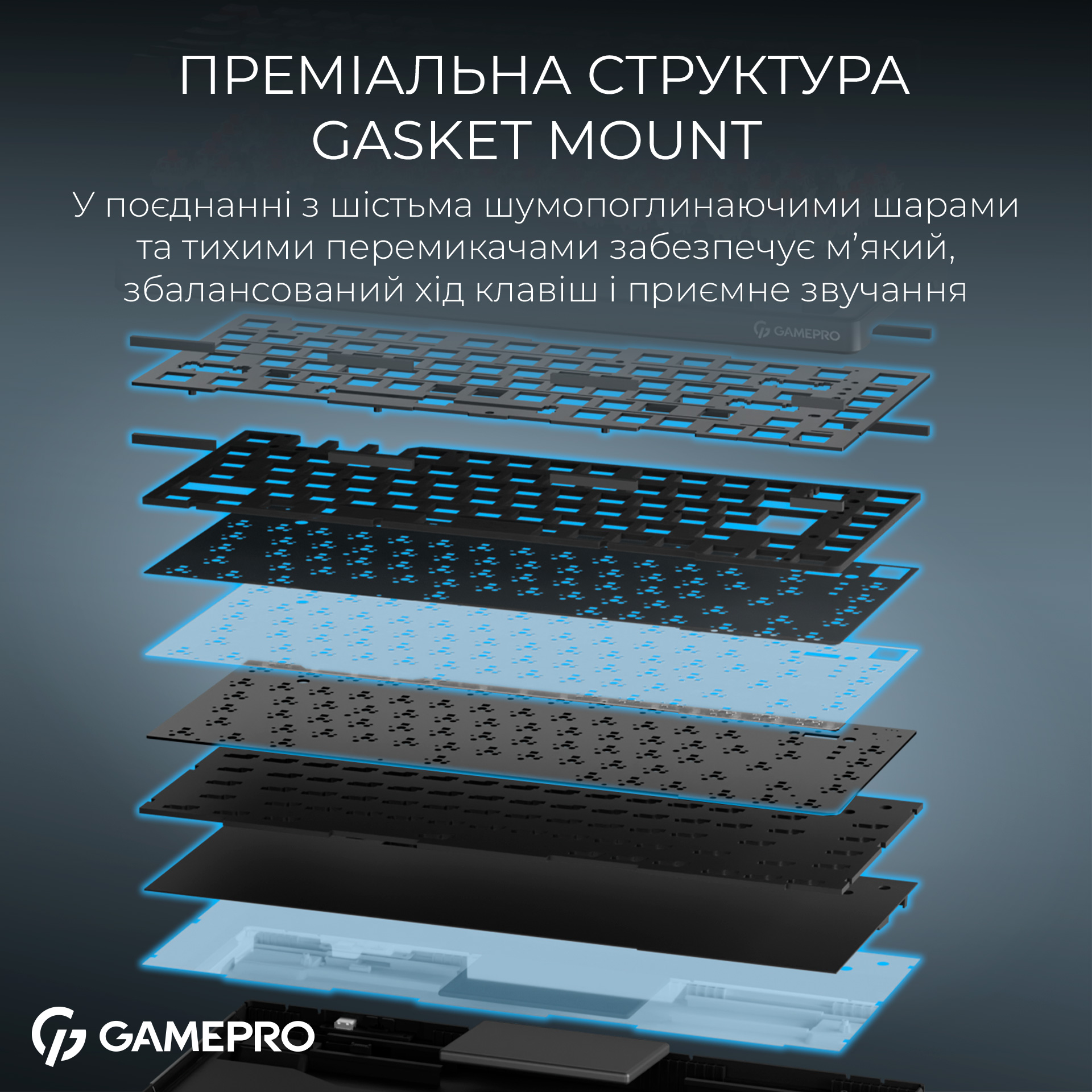 Клавіатура бездротова GAMEPRO Asgard Yord MK266BK Keychron Super Red Switch Black
