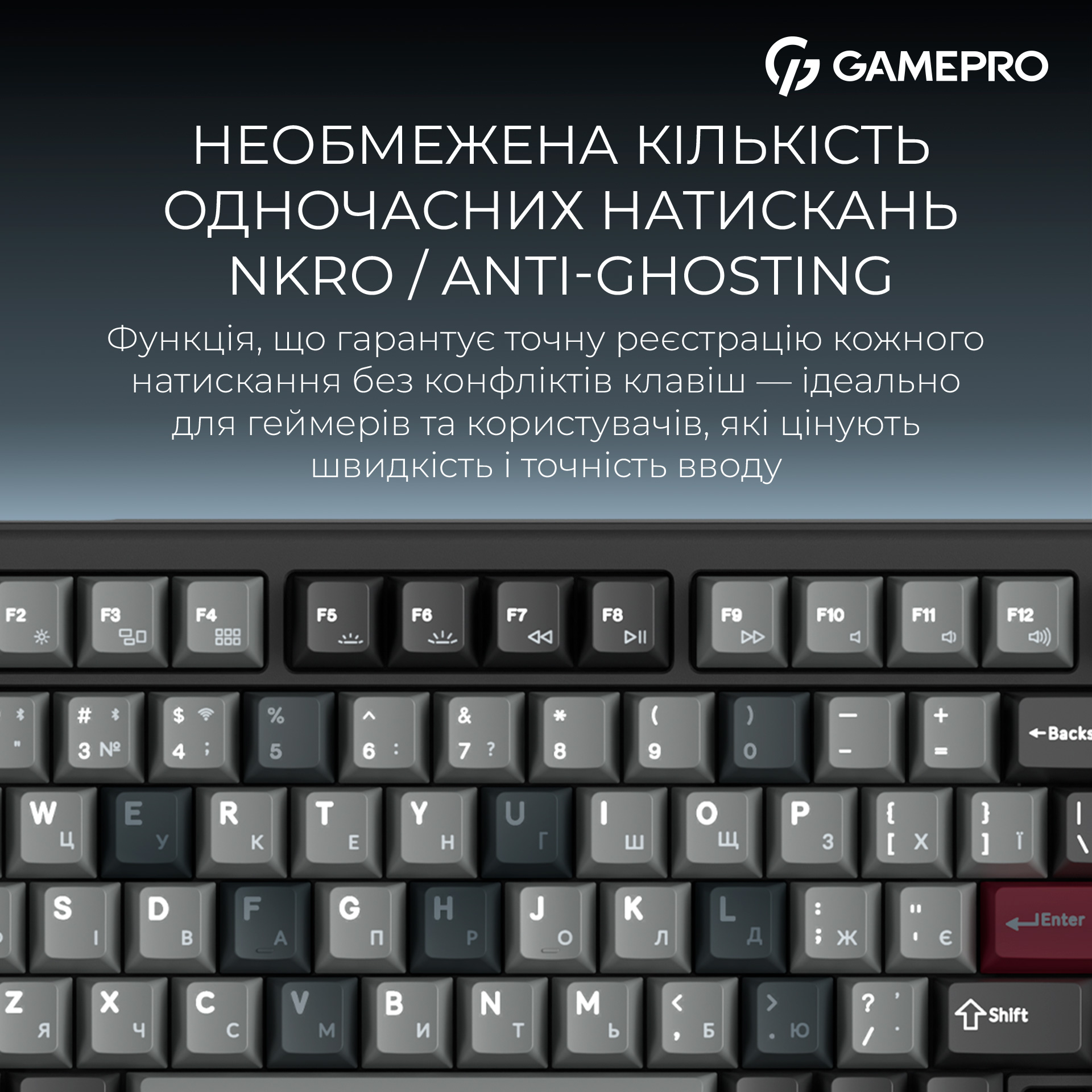 Клавіатура бездротова GAMEPRO Asgard Yord MK266BK Keychron Super Red Switch Black
