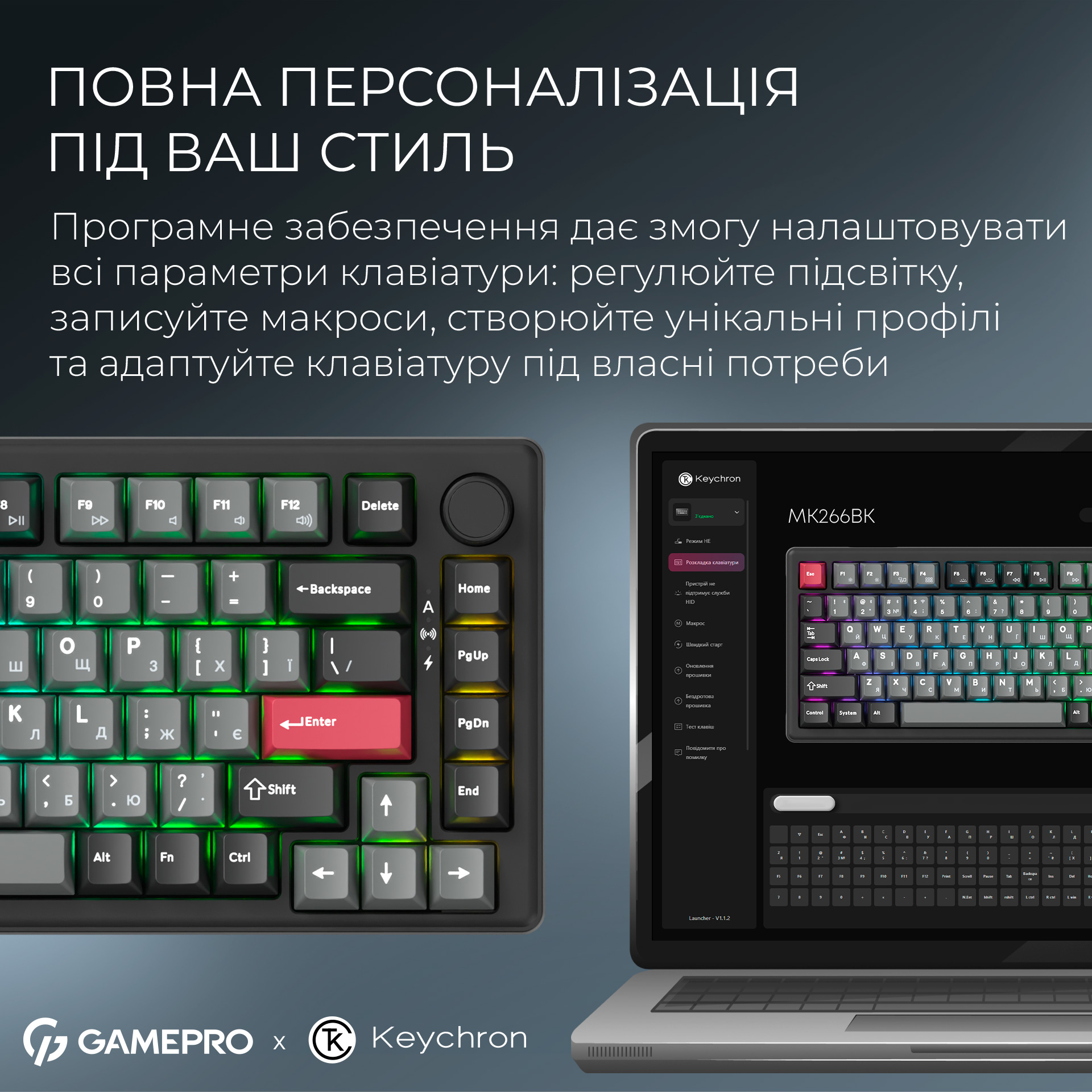 Клавіатура бездротова GAMEPRO Asgard Yord MK266BK Keychron Super Red Switch Black