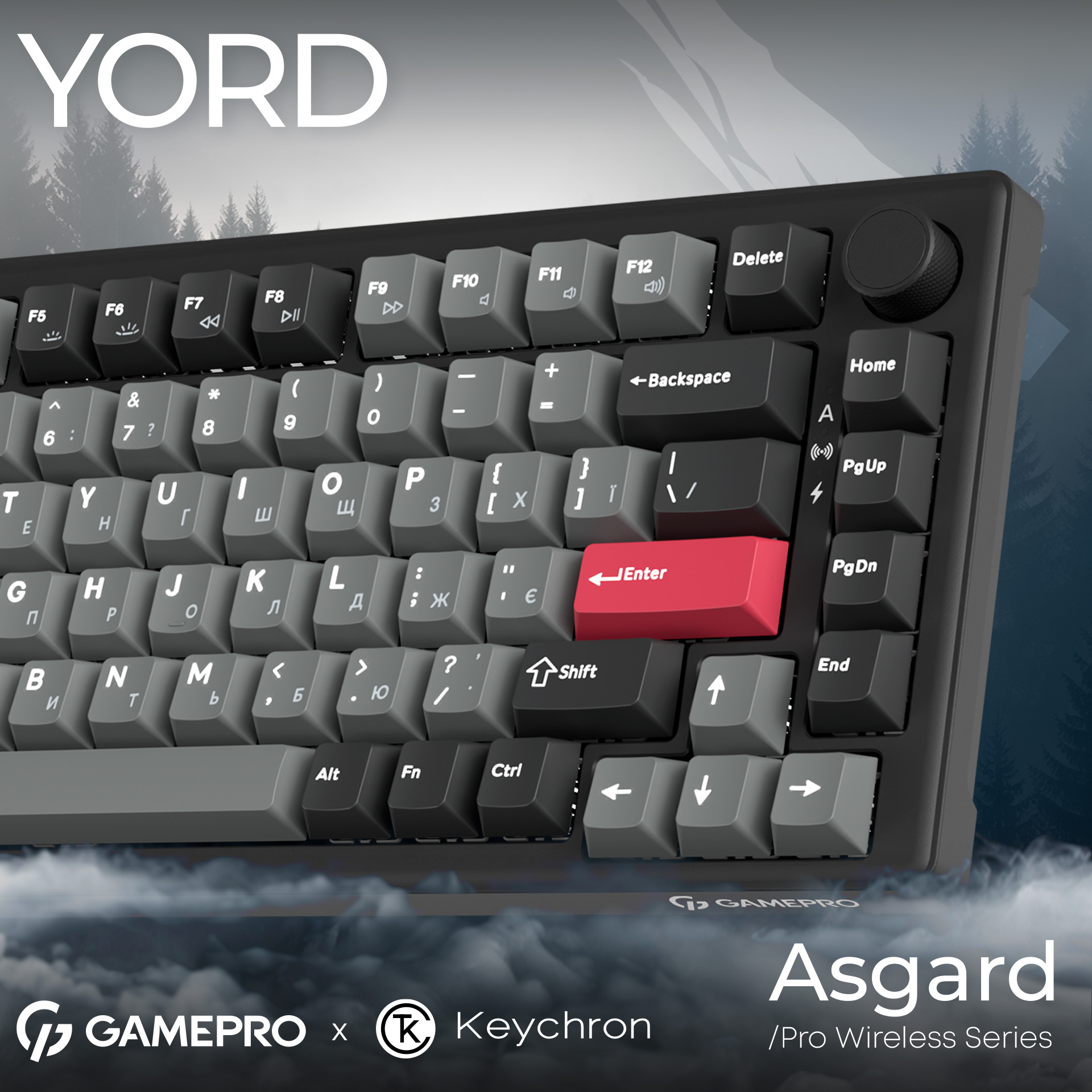 Клавіатура бездротова GAMEPRO Asgard Yord MK266BK Keychron Super Red Switch Black