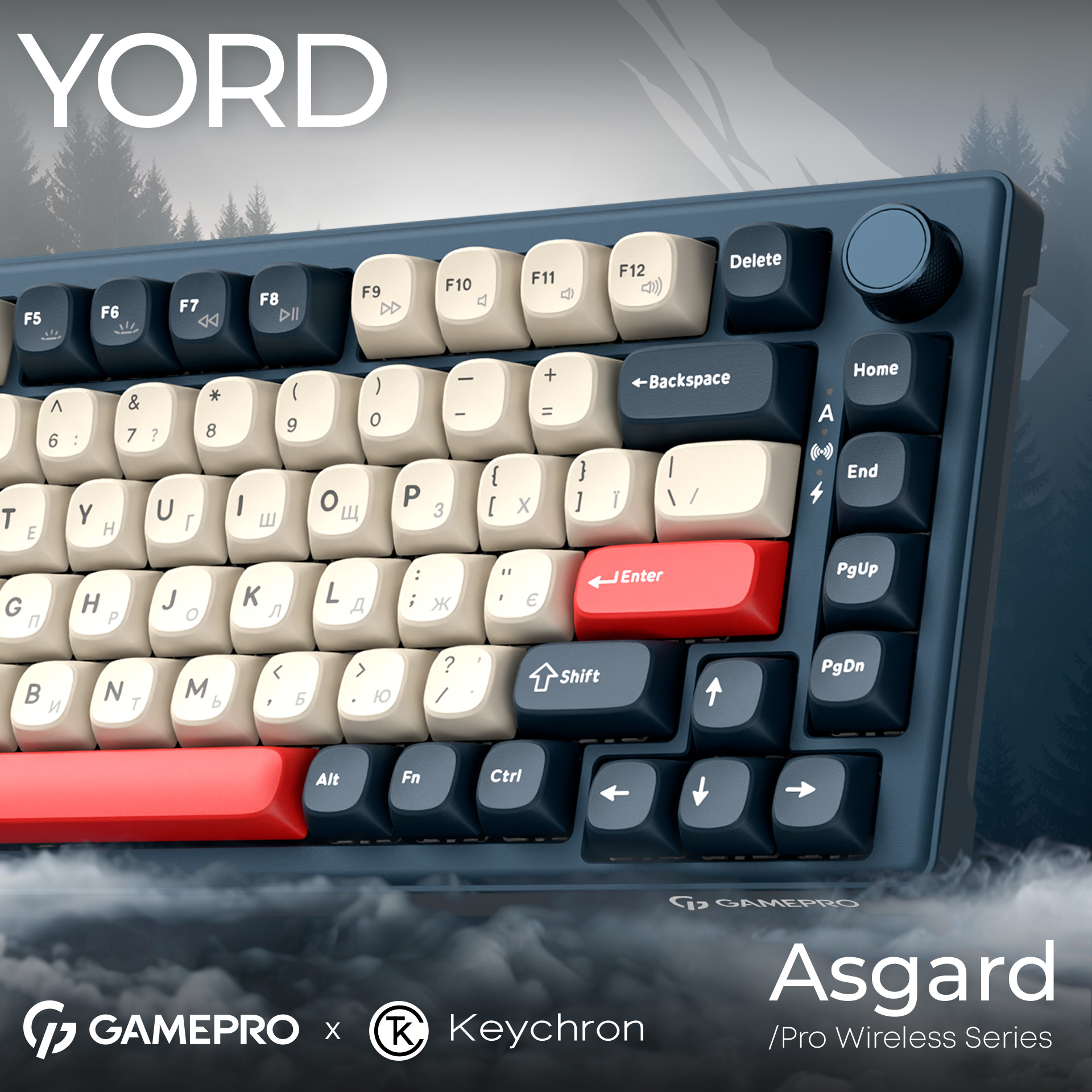 Клавиатура беспроводная GAMEPRO Asgard Yord MK266BL Keychron Super Red Switch Blue
