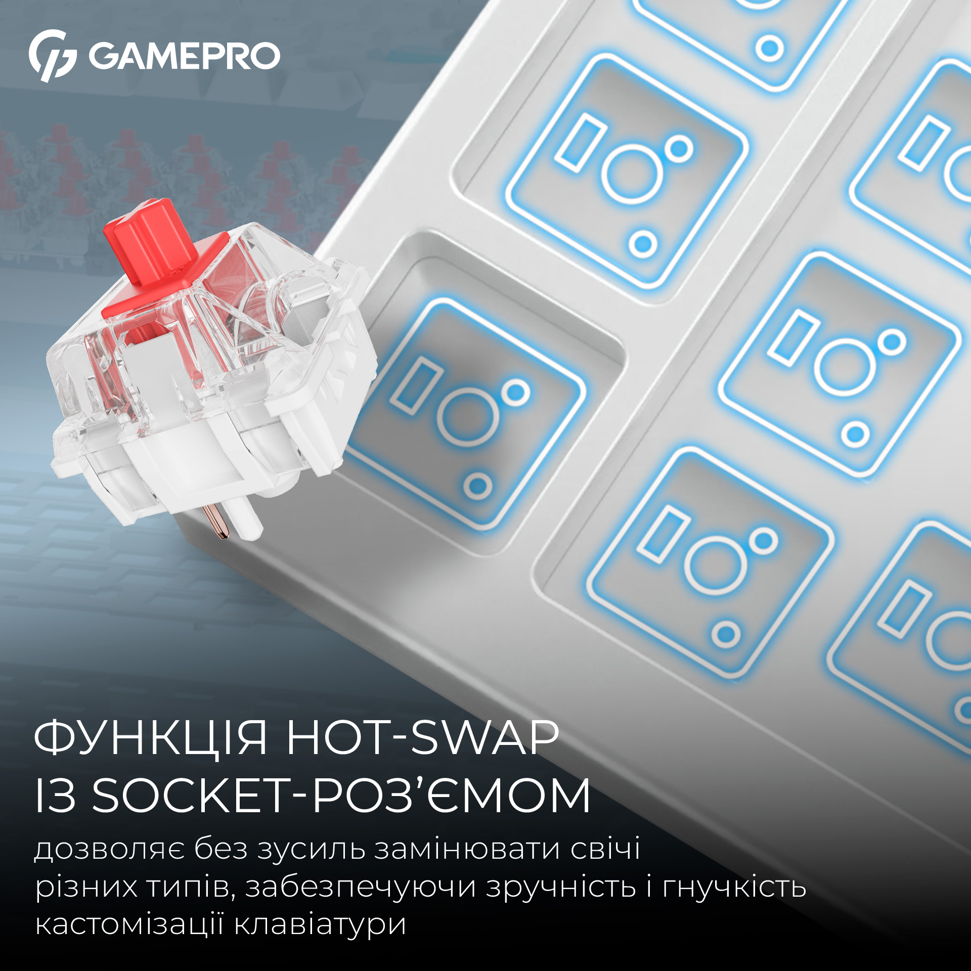 Клавіатура бездротова GAMEPRO Asgard Yord MK266WH Keychron Super Red Switch White