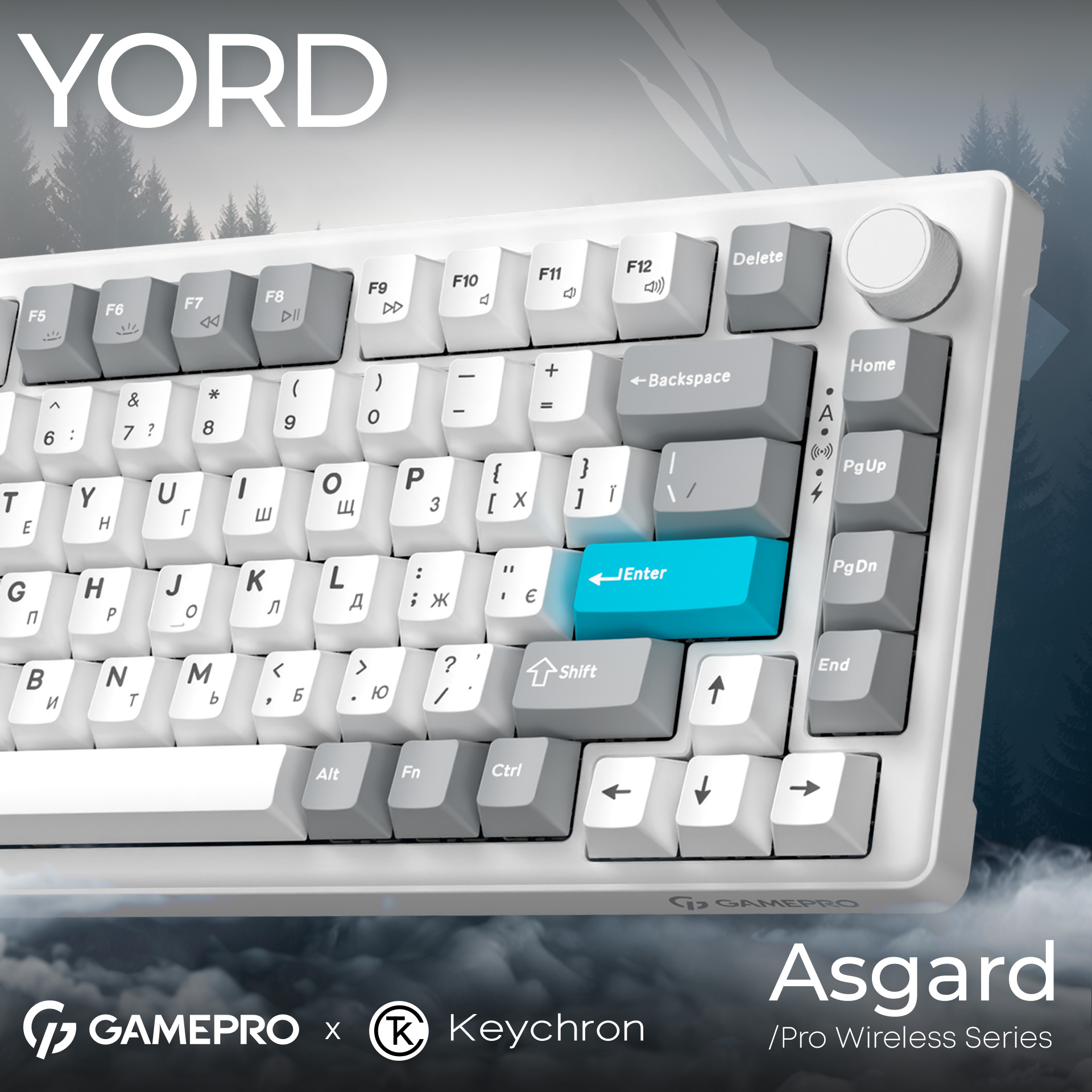Клавіатура бездротова GAMEPRO Asgard Yord MK266WH Keychron Super Red Switch White
