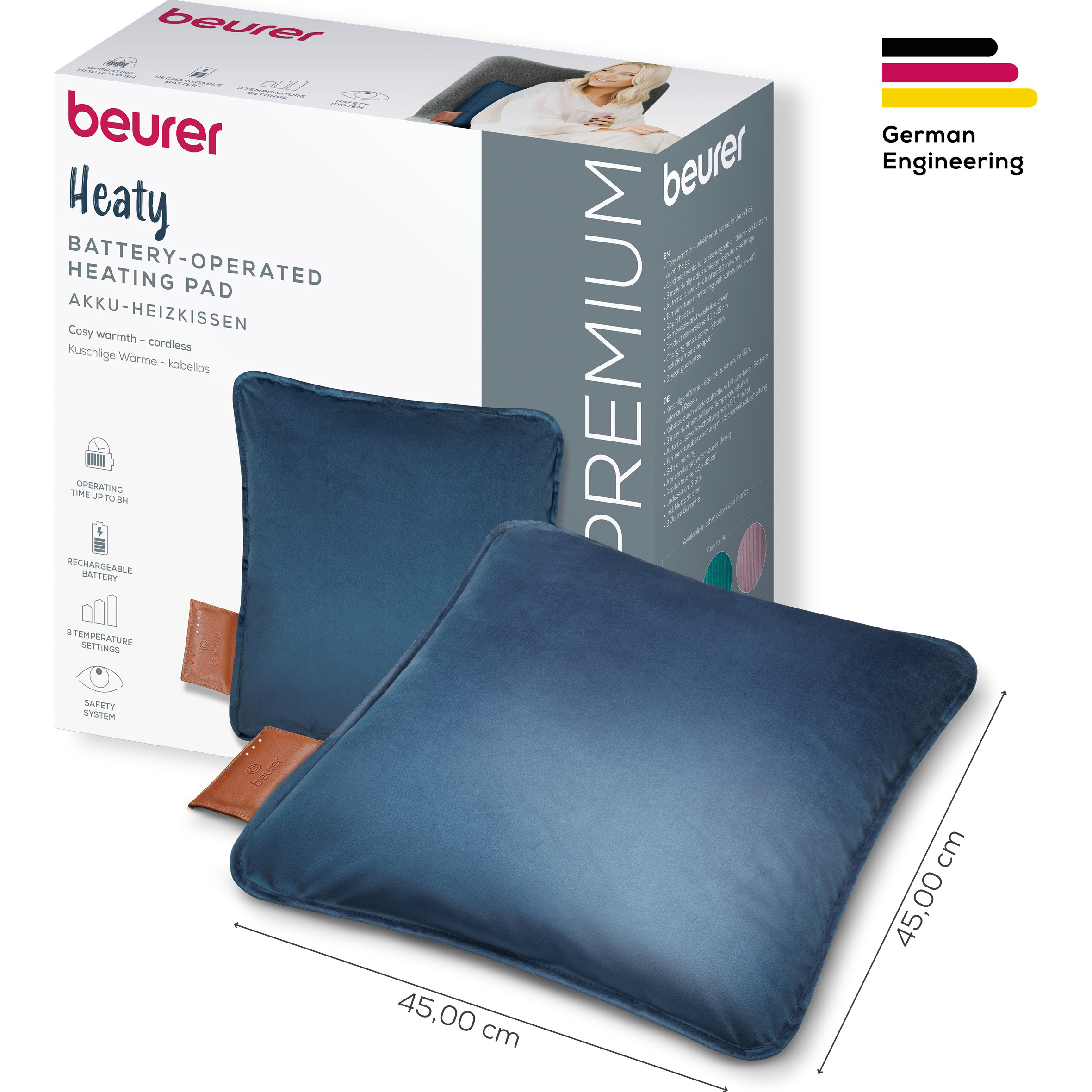 Электрогрелка-подушка BEURER HK 77 Heaty Obsidian Blue (20080)