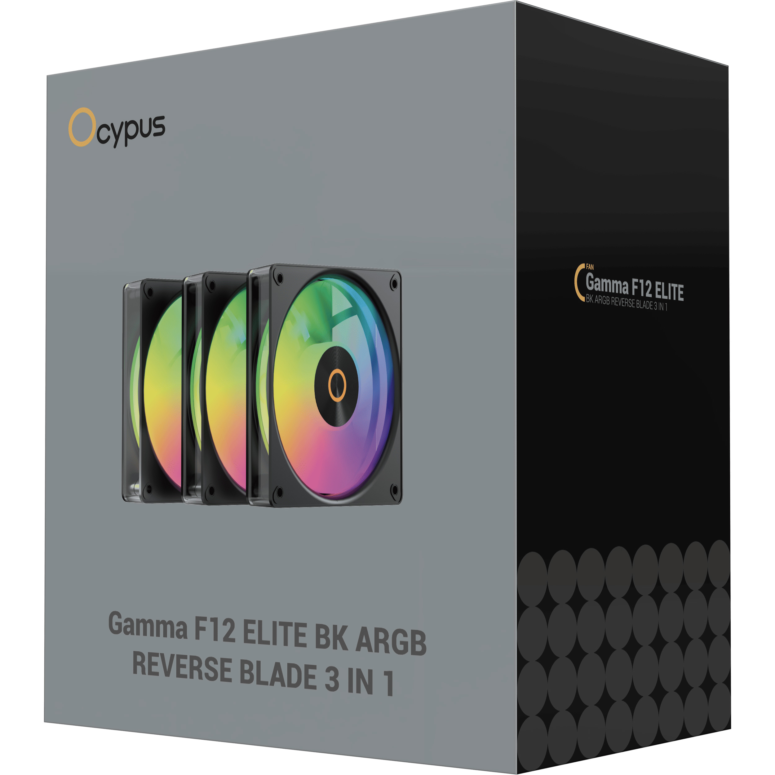Комплект вентиляторов OCYPUS Gamma F12 Elite ARGB Reverse Blade Black 3-Pack