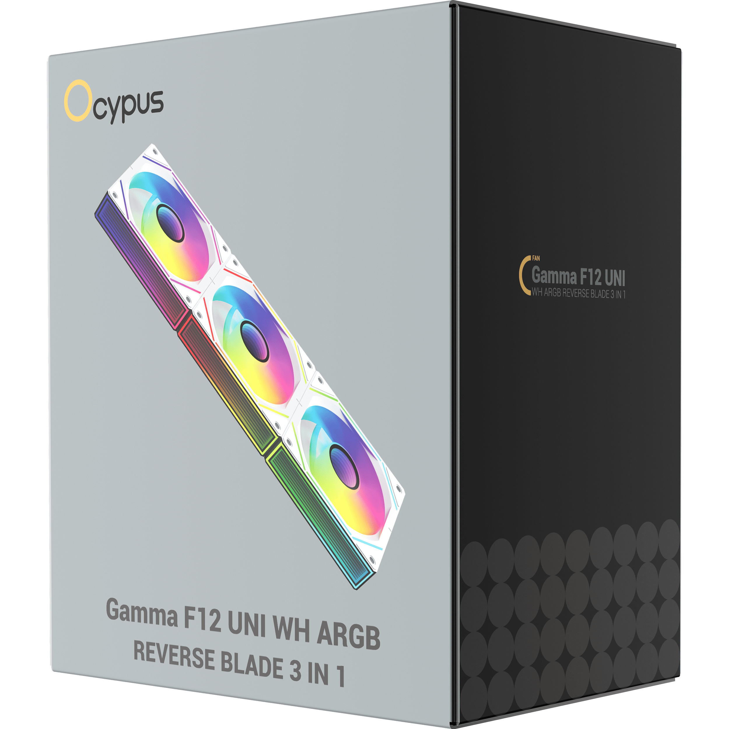 Комплект вентиляторів OCYPUS Gamma F12 Uni ARGB Reverse Blade White 3-Pack